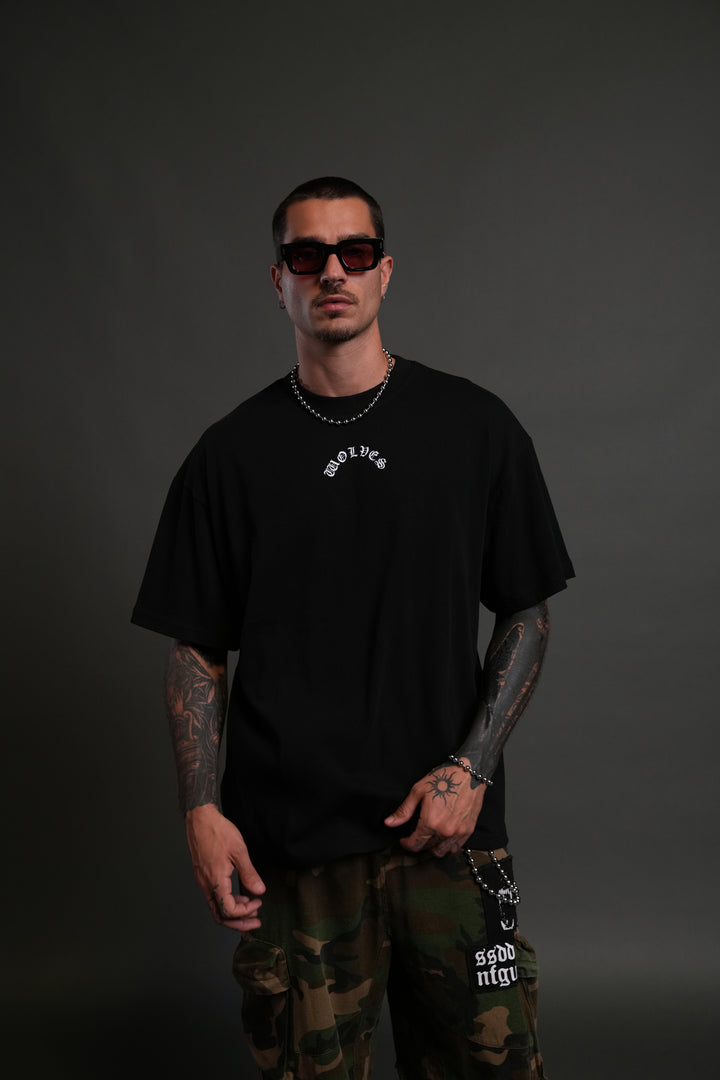 Wolves Never Back Down "Premium" Oversized Tee in Black
