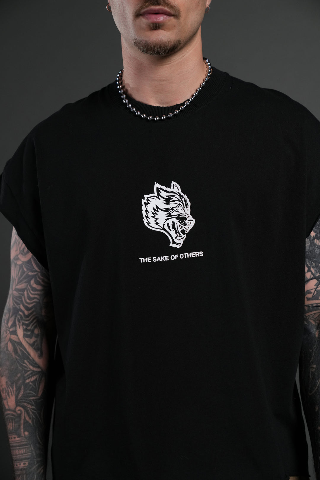 Holy Vow Distressed Grunge Cut-Off Mid-Length Raw Hem Tee in Black