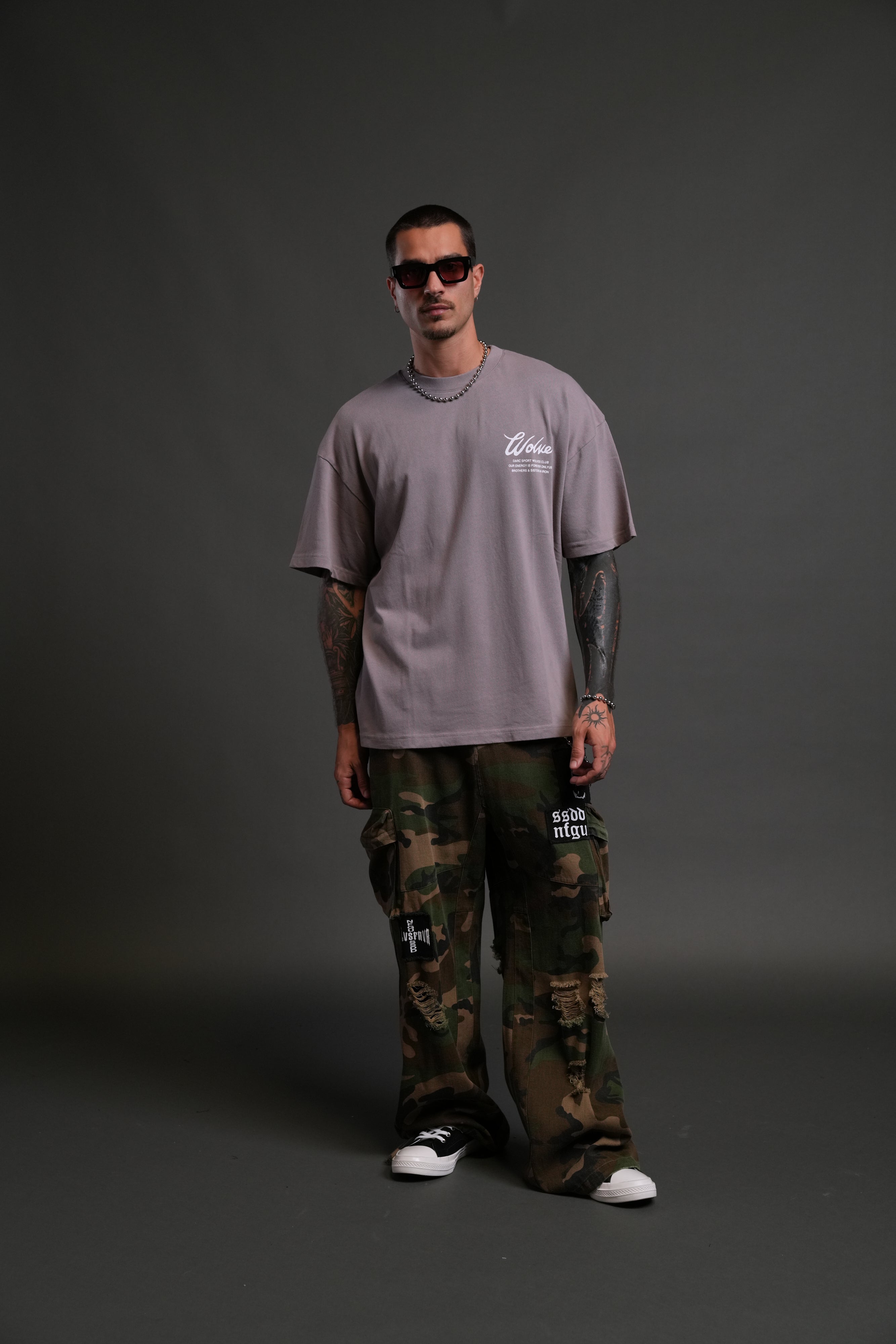 Western Wolves Forever "Premium" Oversized Tee in Pale Gray