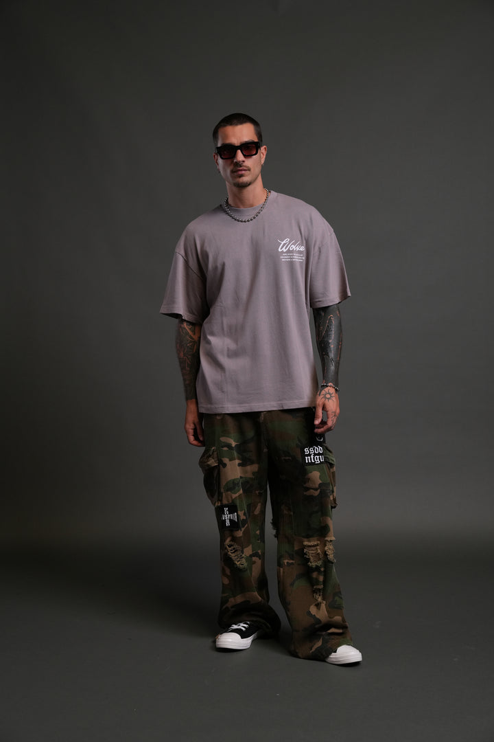 Western Wolves Forever "Premium" Oversized Tee in Pale Gray