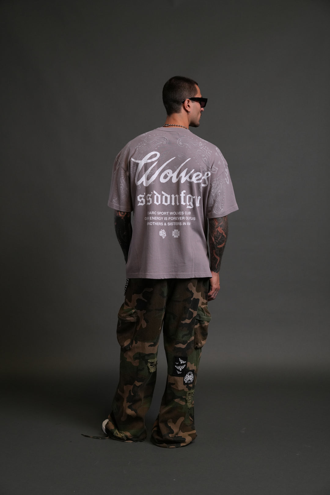 Western Wolves Forever "Premium" Oversized Tee in Pale Gray