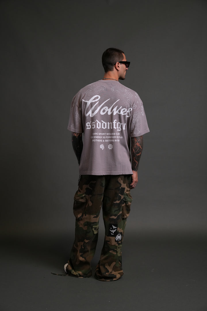 Western Wolves Forever "Premium" Oversized Tee in Pale Gray