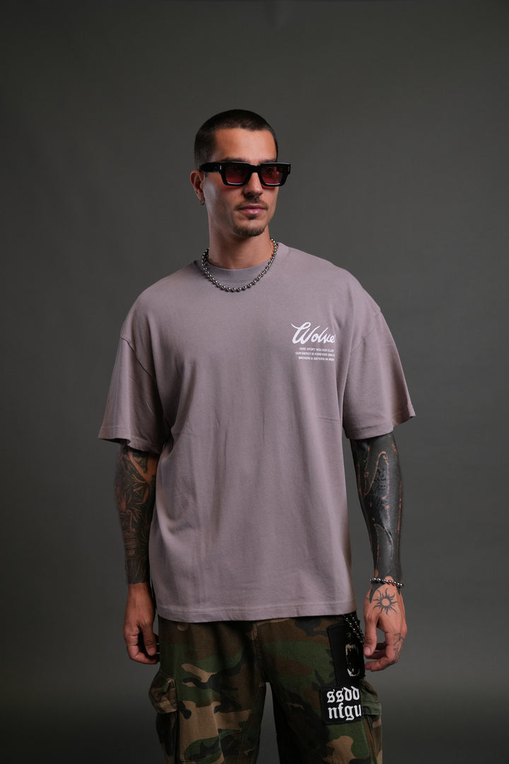 Western Wolves Forever "Premium" Oversized Tee in Pale Gray