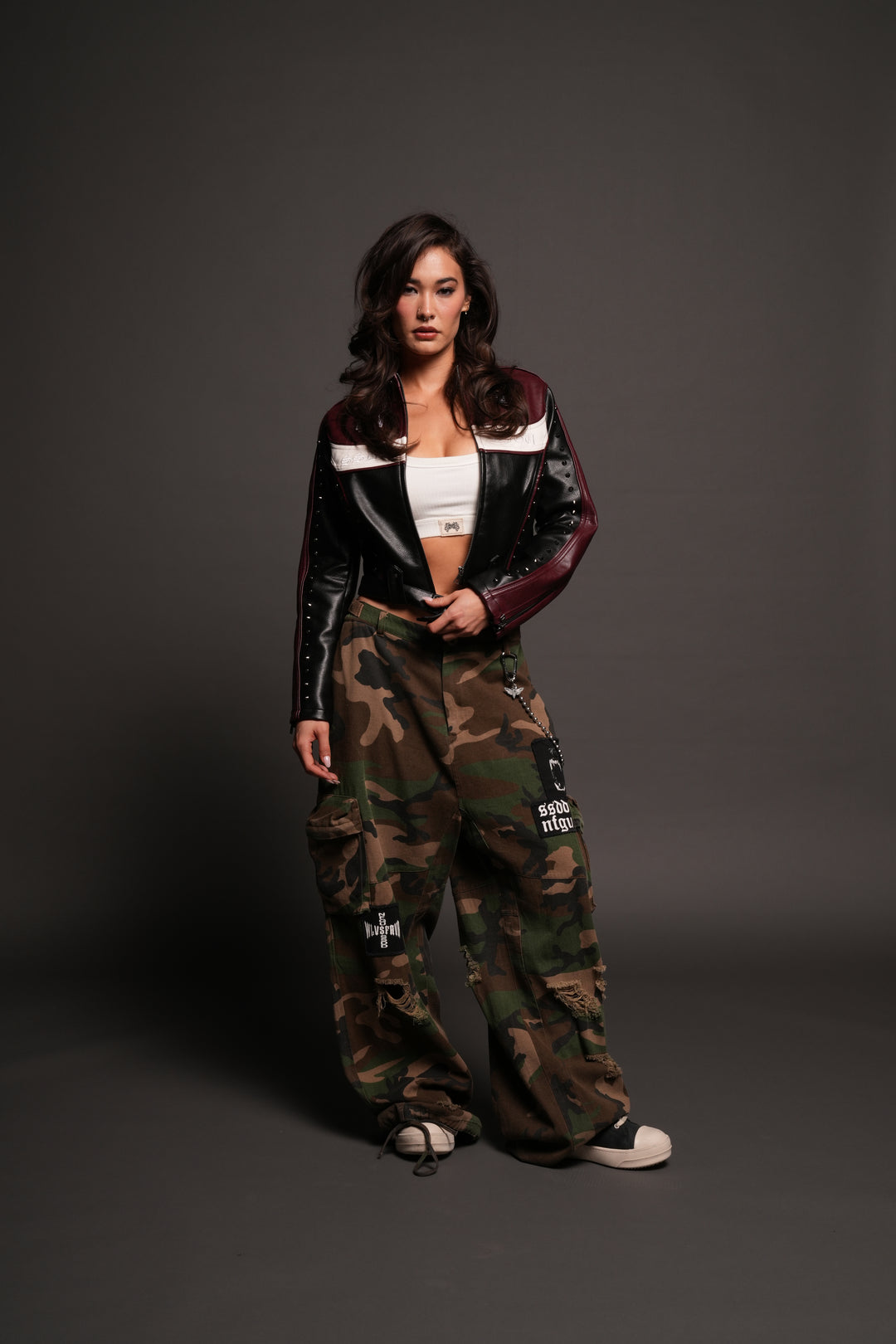 Mori Thorns Letty Moto Jacket In Black/Oxblood