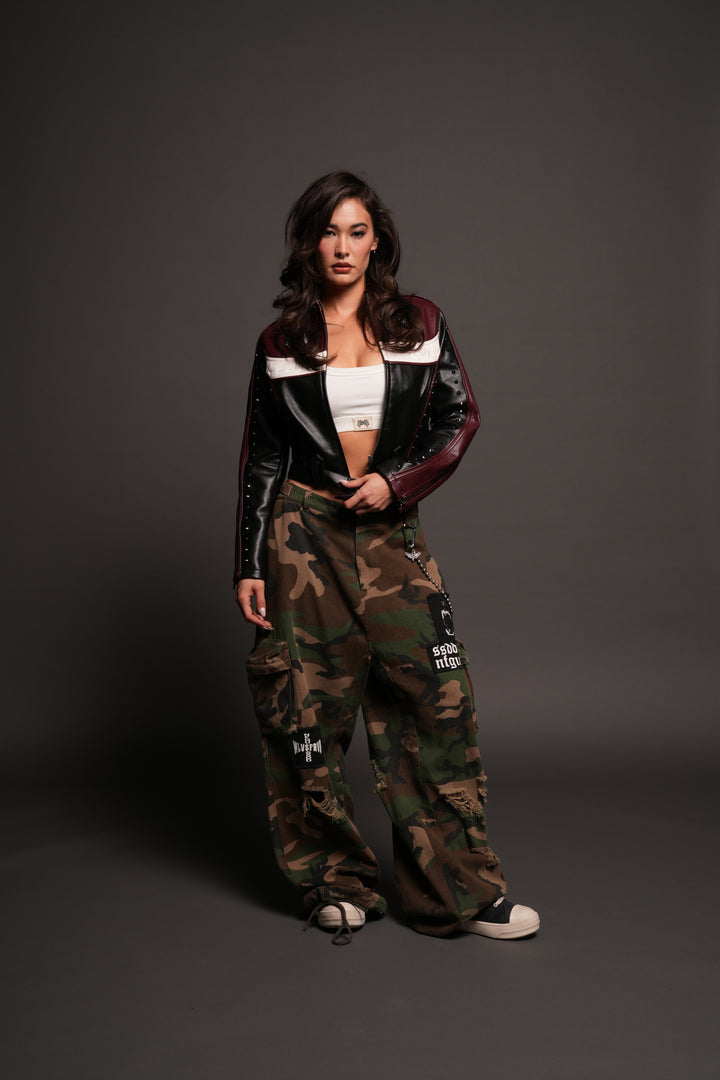 Mori Thorns Letty Moto Jacket In Black/Oxblood