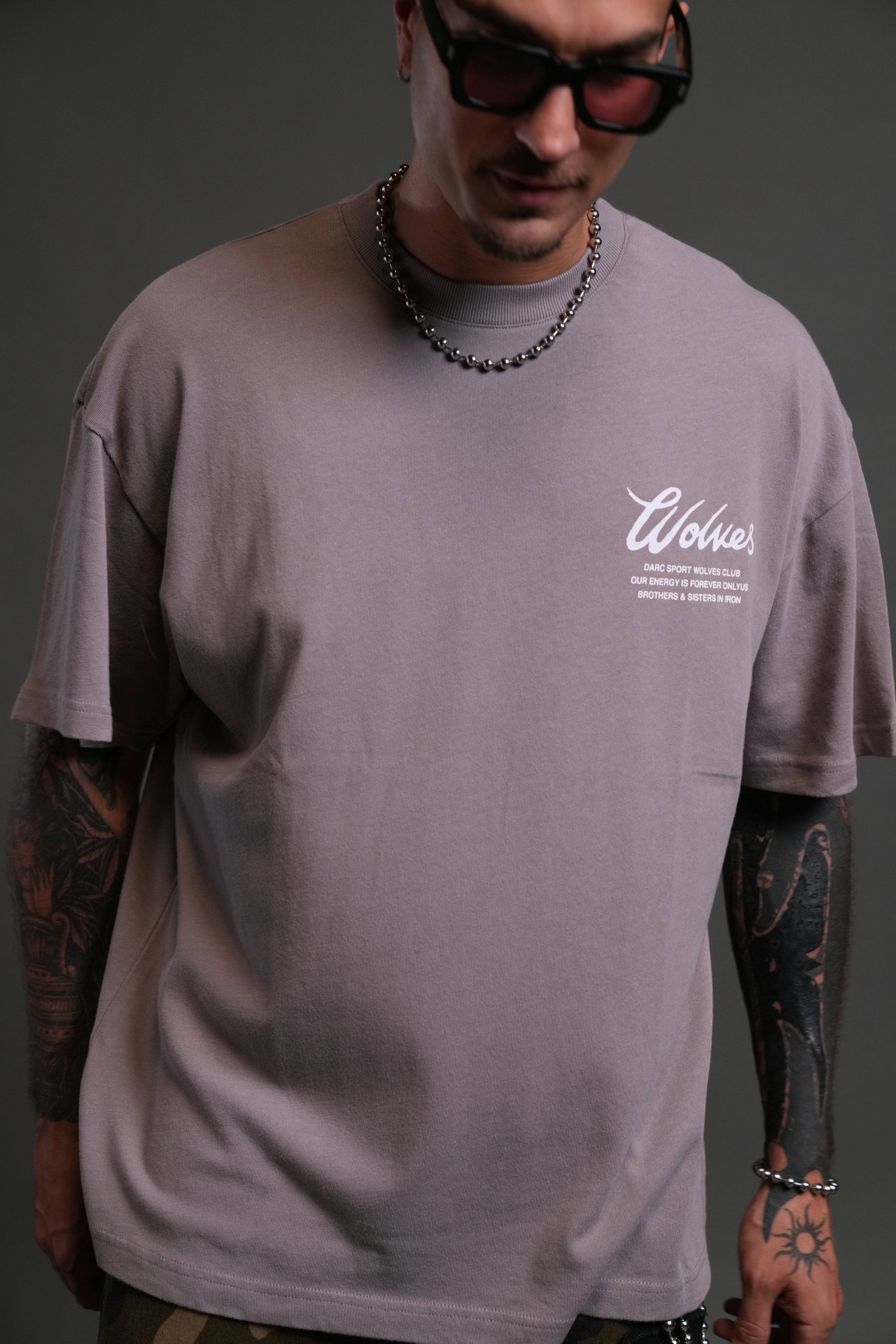 Western Wolves Forever "Premium" Oversized Tee in Pale Gray