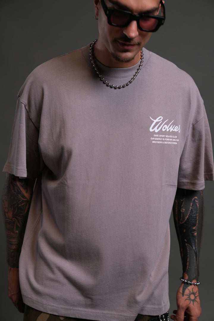 Western Wolves Forever "Premium" Oversized Tee in Pale Gray