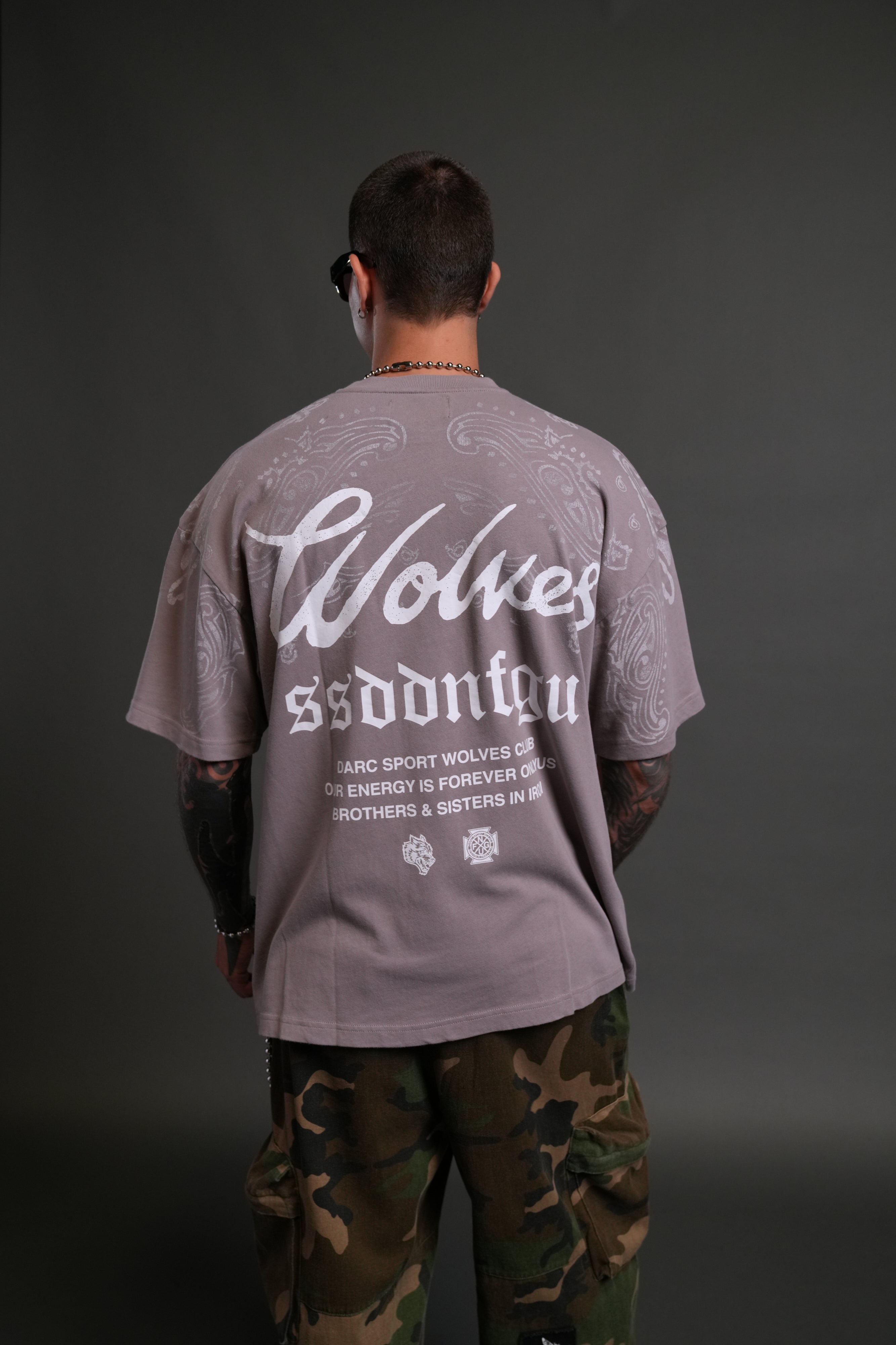 Western Wolves Forever "Premium" Oversized Tee in Pale Gray
