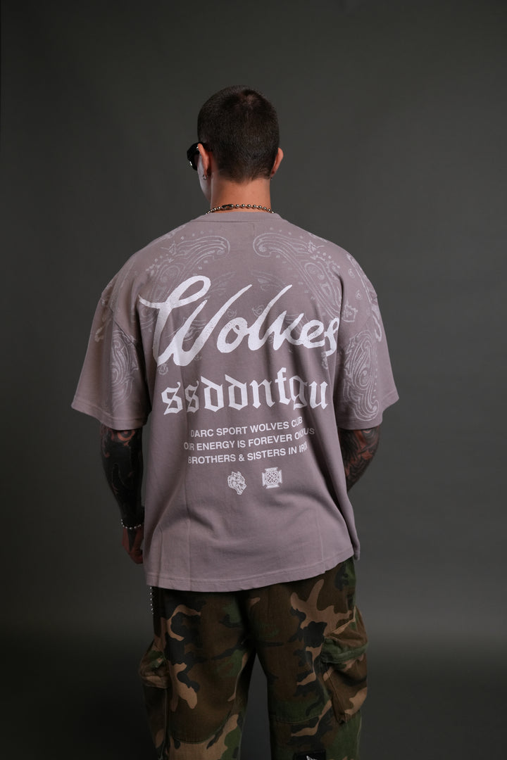 Western Wolves Forever "Premium" Oversized Tee in Pale Gray