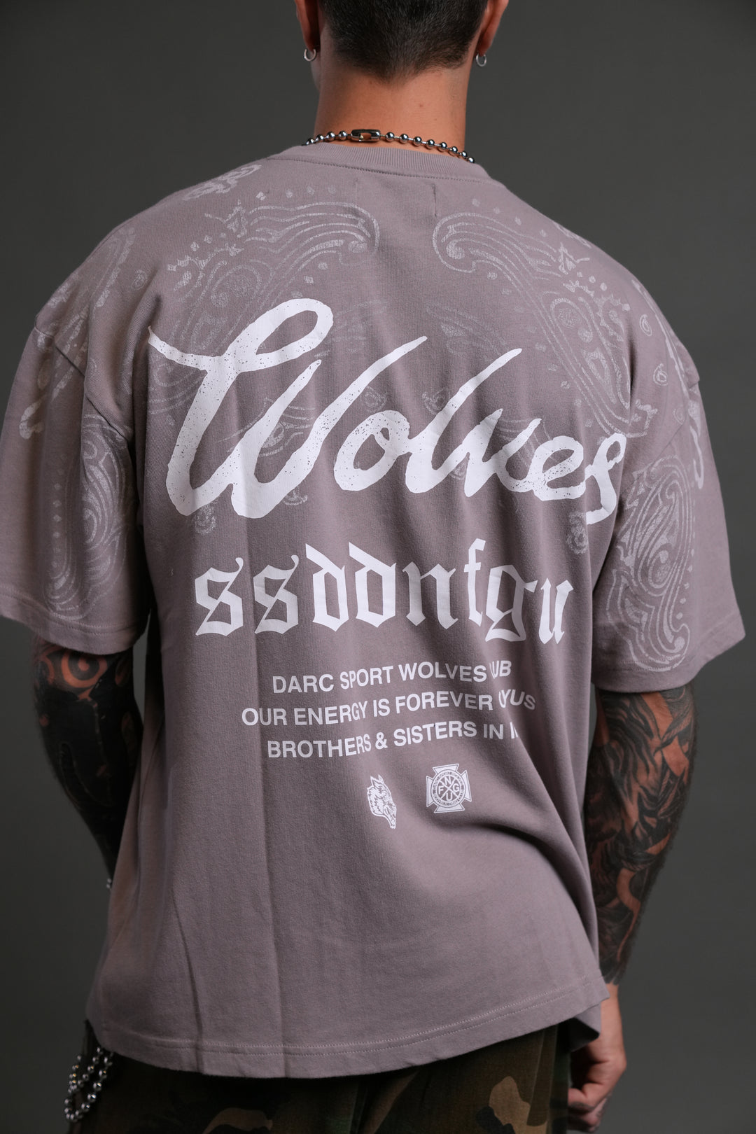 Western Wolves Forever "Premium" Oversized Tee in Pale Gray