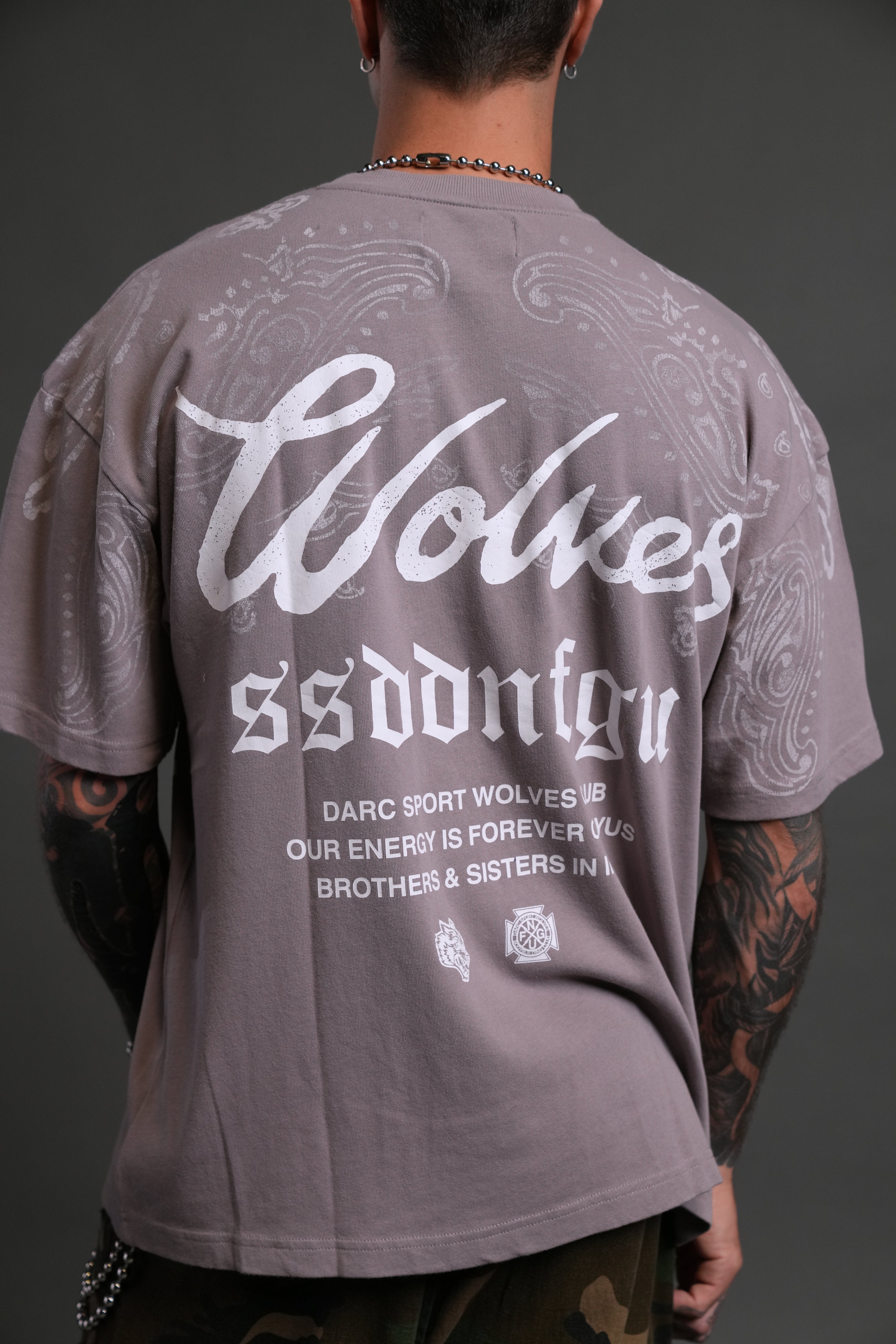 Western Wolves Forever "Premium" Oversized Tee in Pale Gray