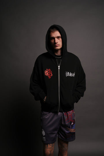 Rogue Wolf Darco Double Zip Hoodie in Black
