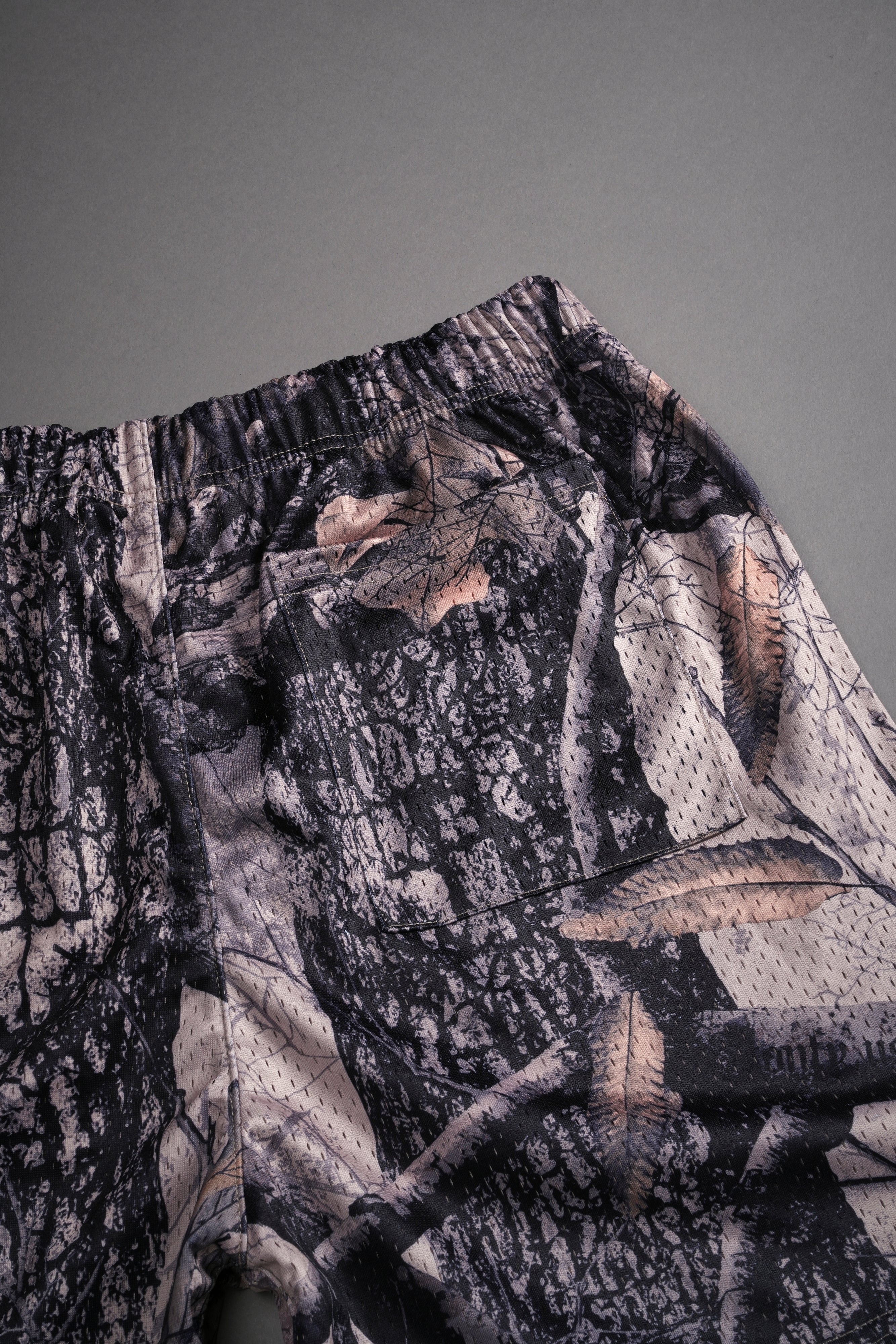 Okami Wolf Mesh Shorts in Clay Woodland Camo