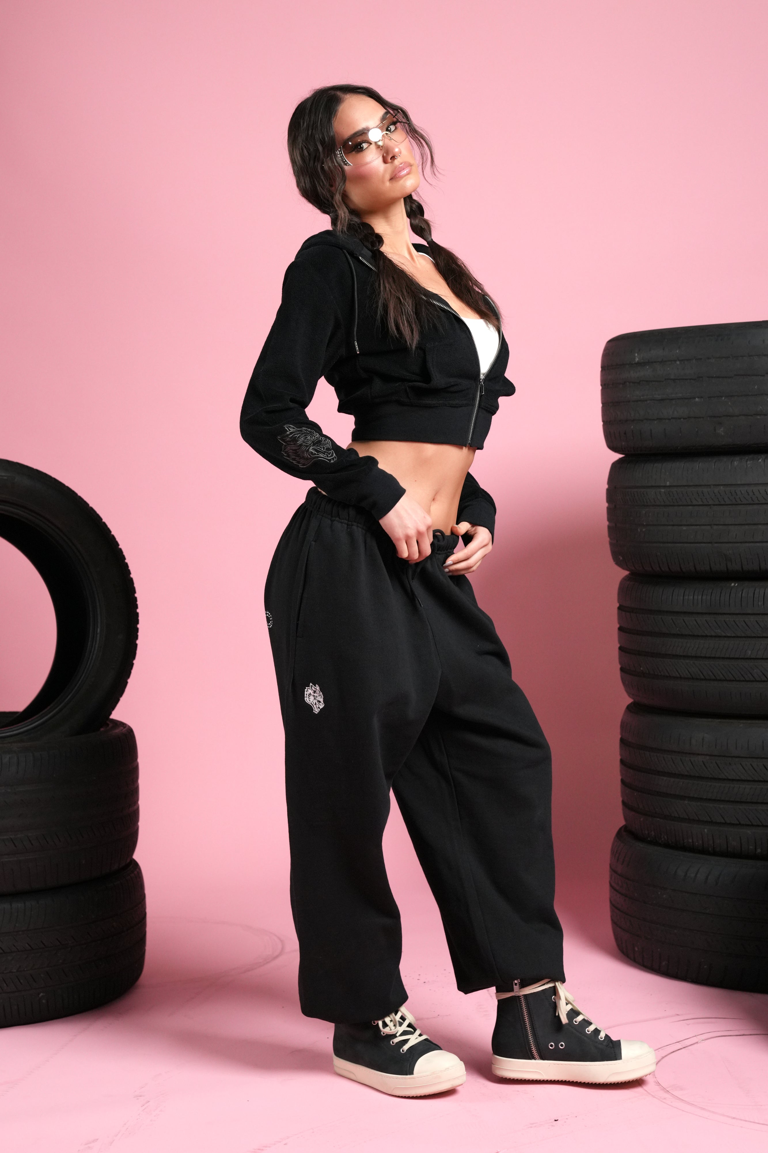Y2Kulture Lightweight Lounger Sweat Pants in Black
