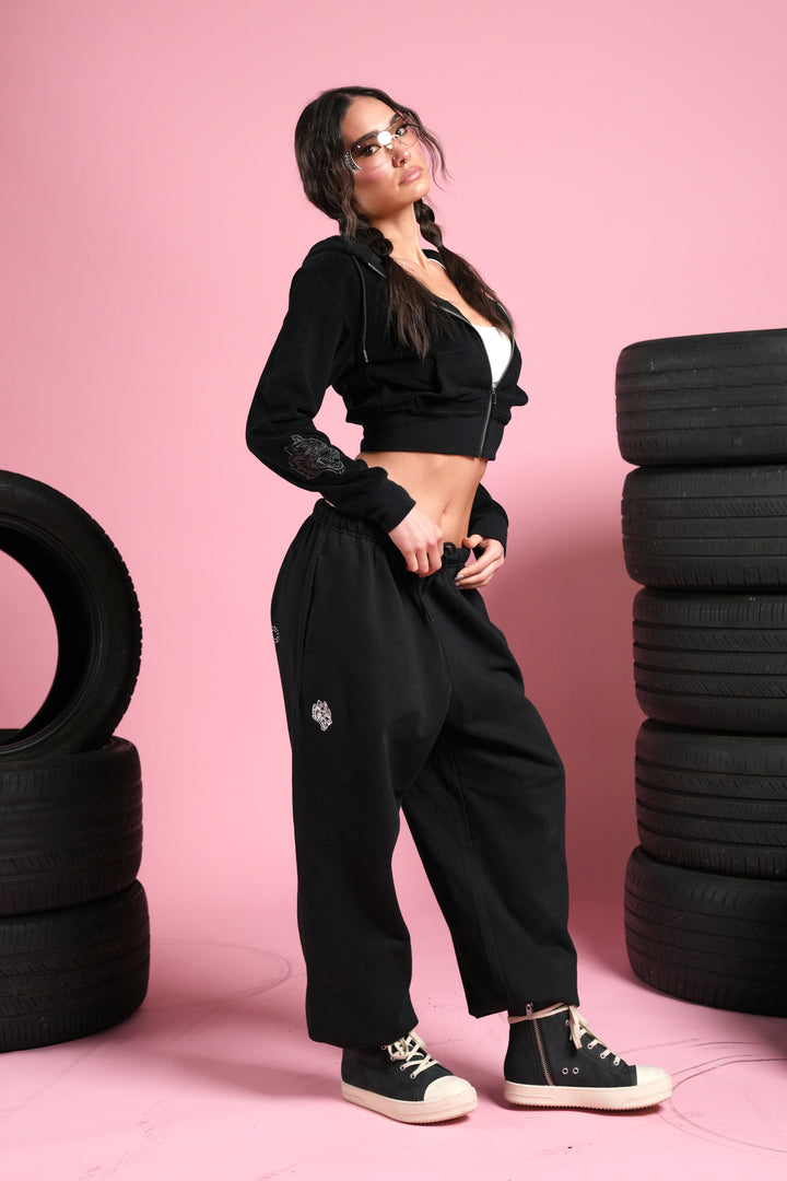 Y2Kulture Lightweight Lounger Sweat Pants in Black