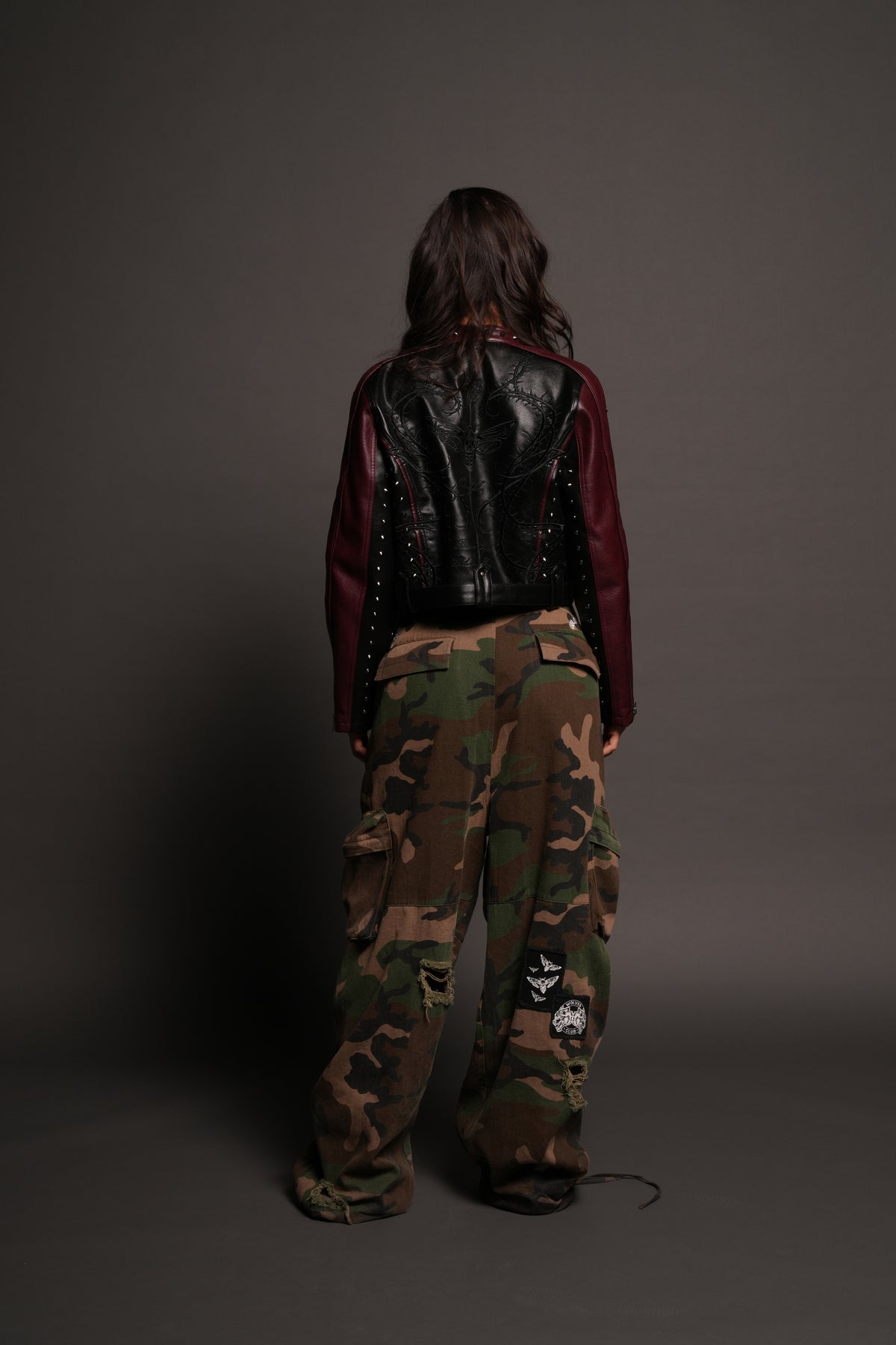 Mori Thorns Letty Moto Jacket In Black/Oxblood