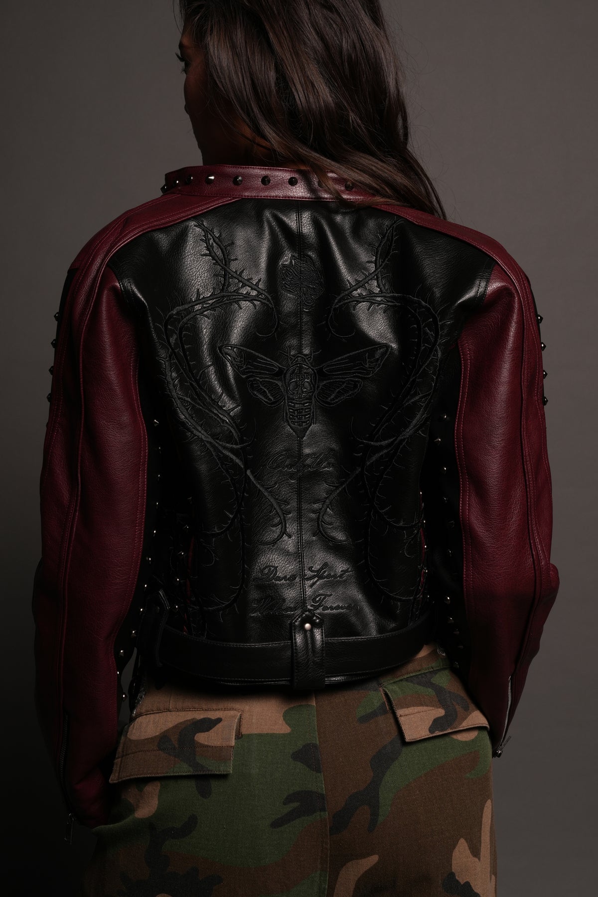 Mori Thorns Letty Moto Jacket In Black/Oxblood