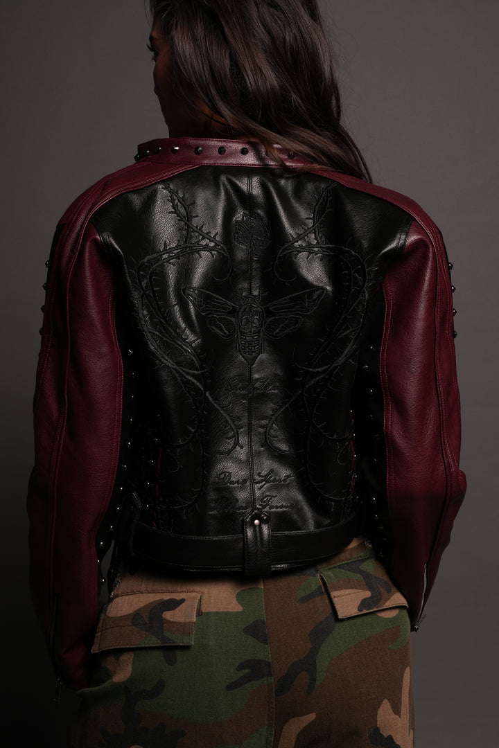 Mori Thorns Letty Moto Jacket In Black/Oxblood
