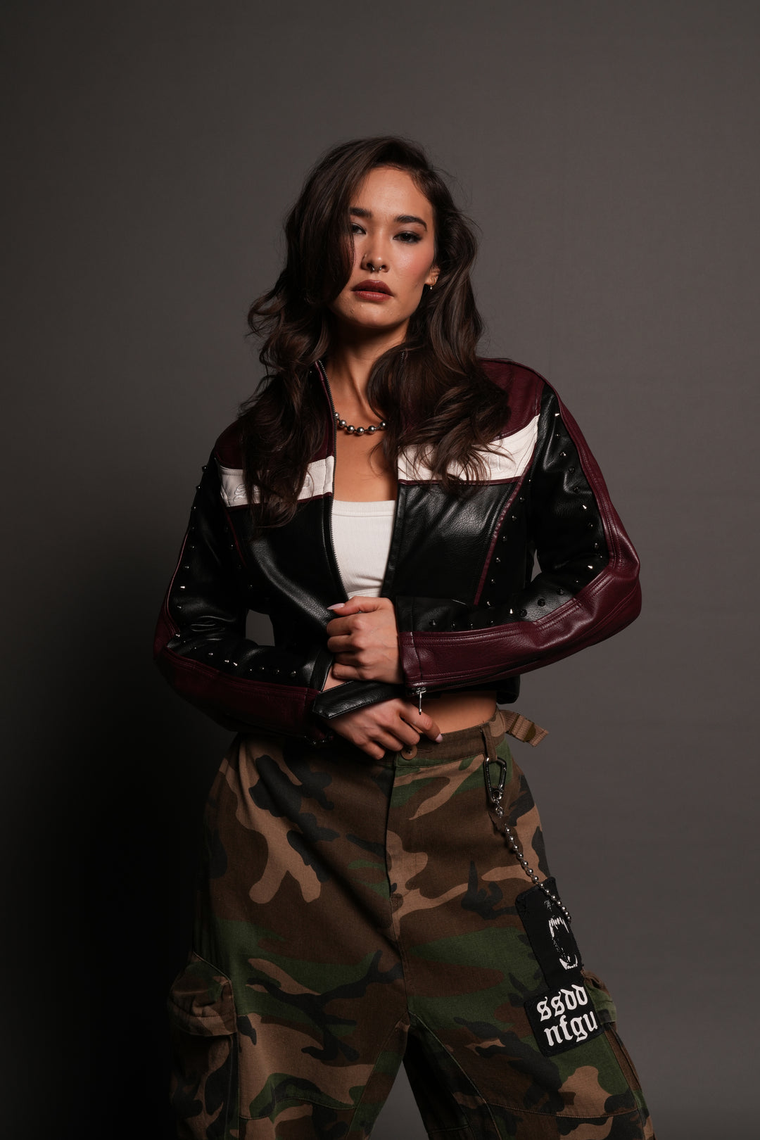 Mori Thorns Letty Moto Jacket In Black/Oxblood