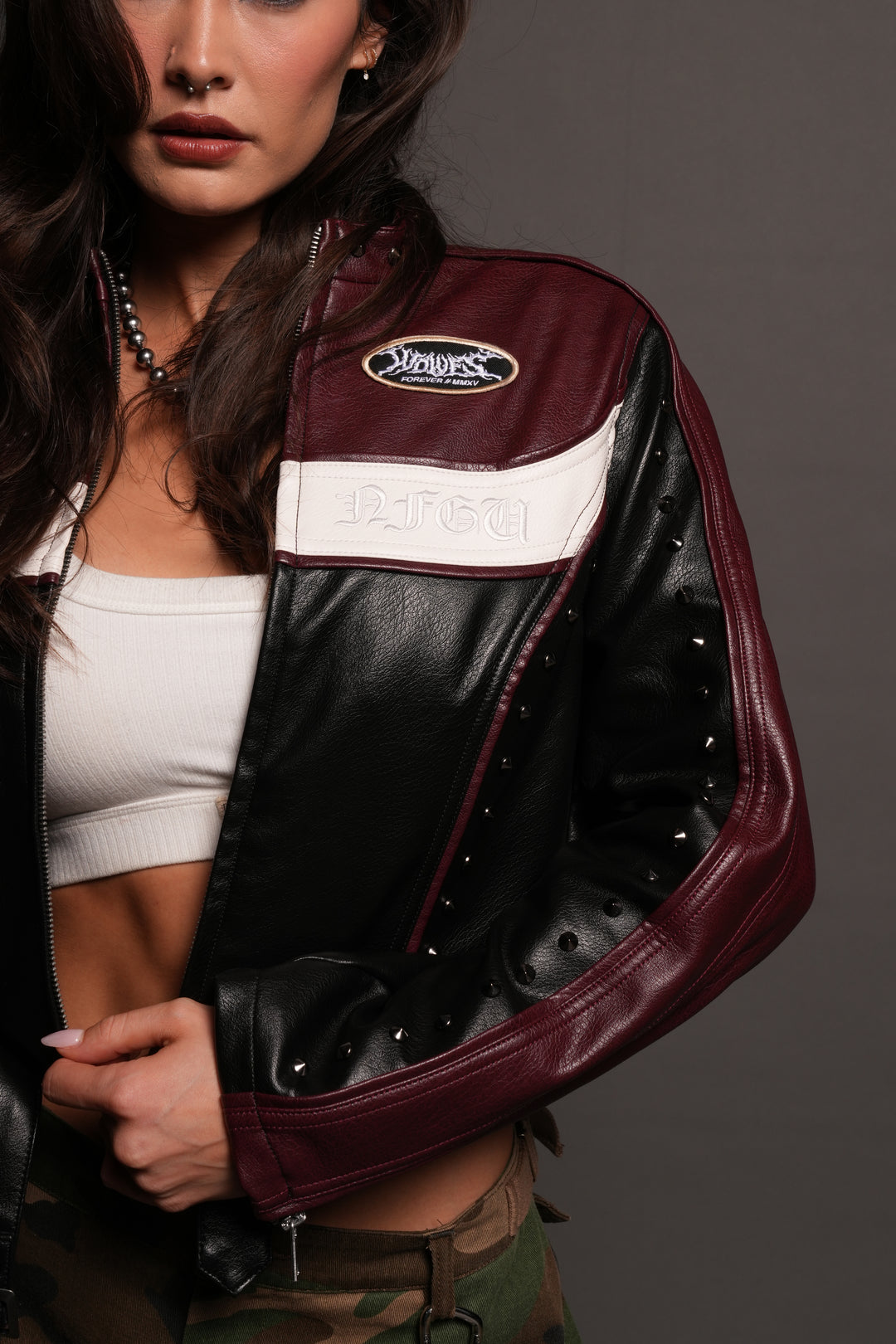 Mori Thorns Letty Moto Jacket In Black/Oxblood