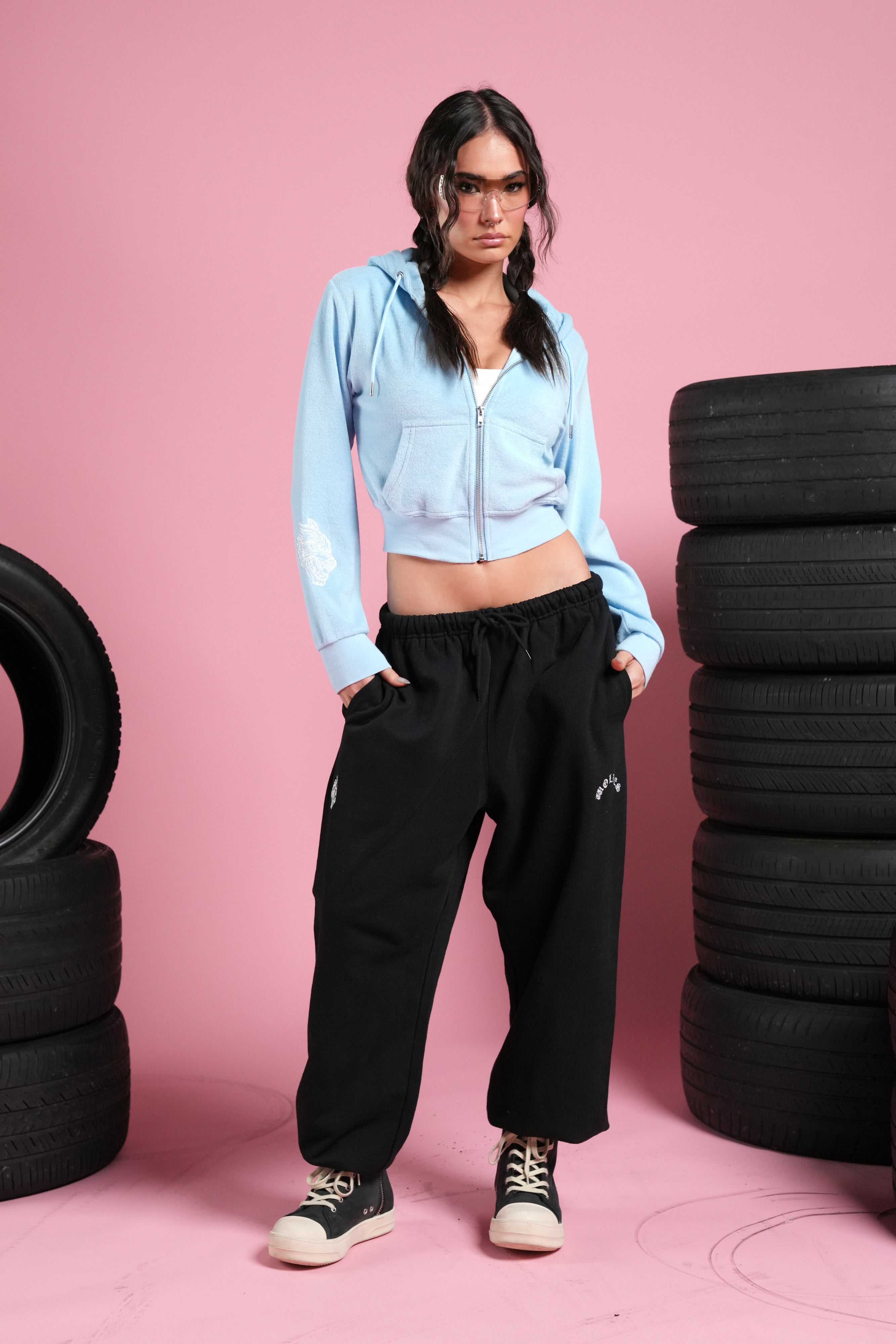 Darc Covenant "Tia" Zip Up Hoodie in Baby Blue