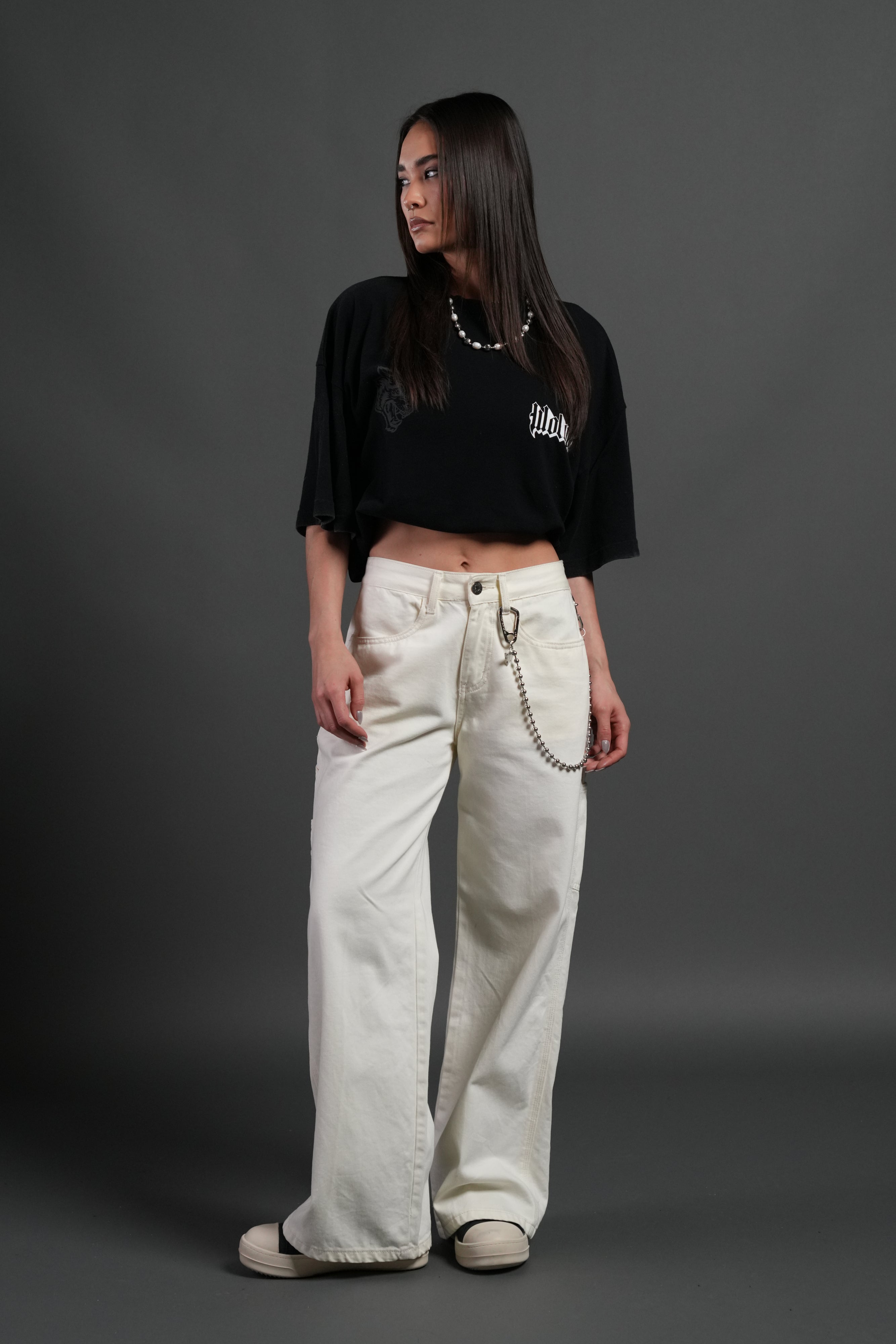 Wlvs Fire Premium Oversized Tee in Black