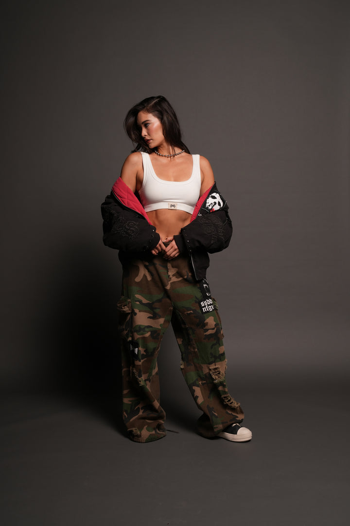 Jason Frvr Cloud Quilted Reversible Bomber Jacket In Black/Oxblood