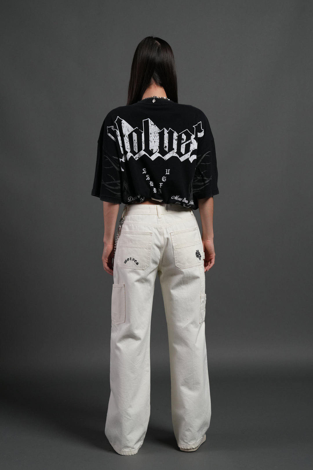 Wlvs Fire Premium Oversized Tee in Black