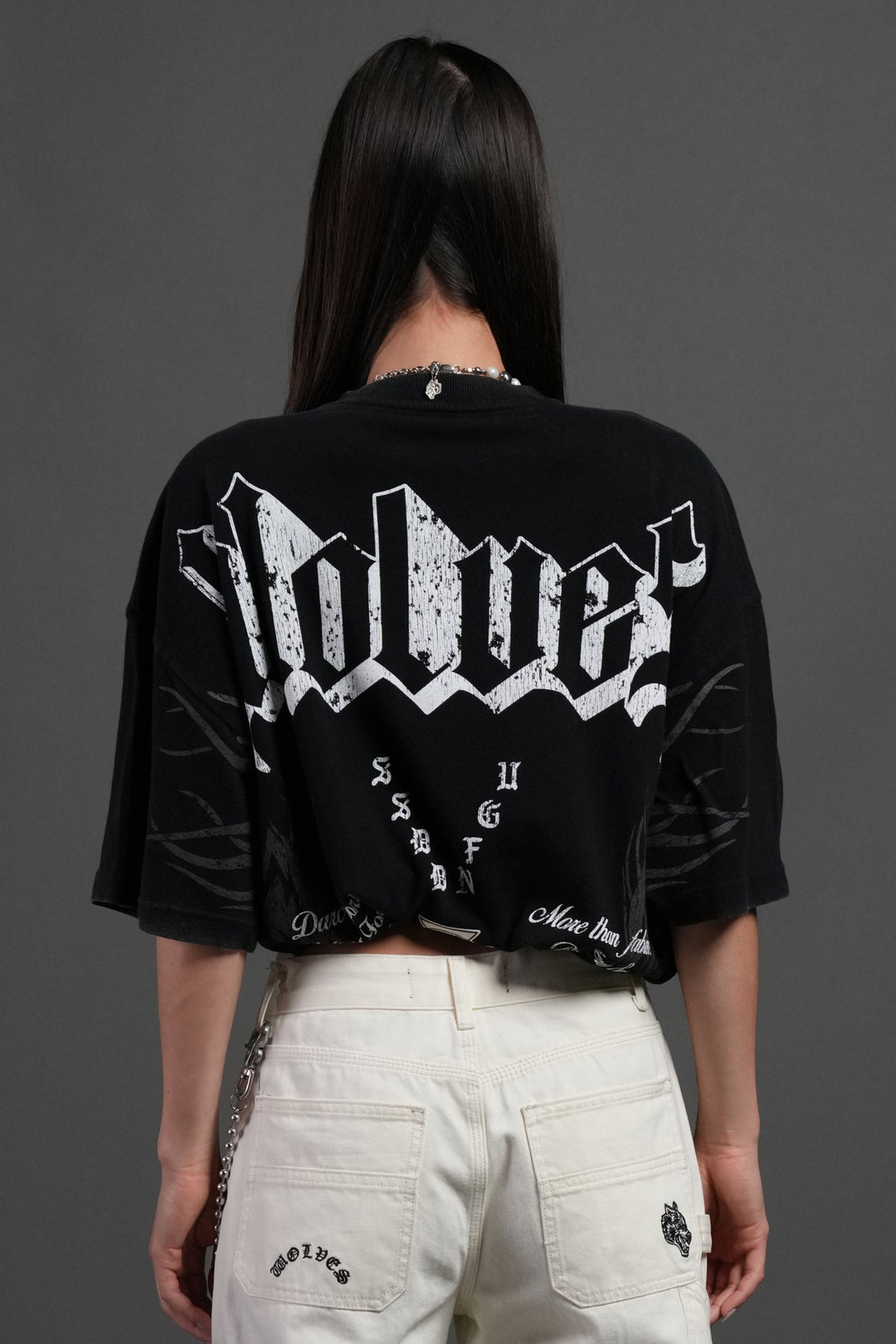 Wlvs Fire Premium Oversized Tee in Black