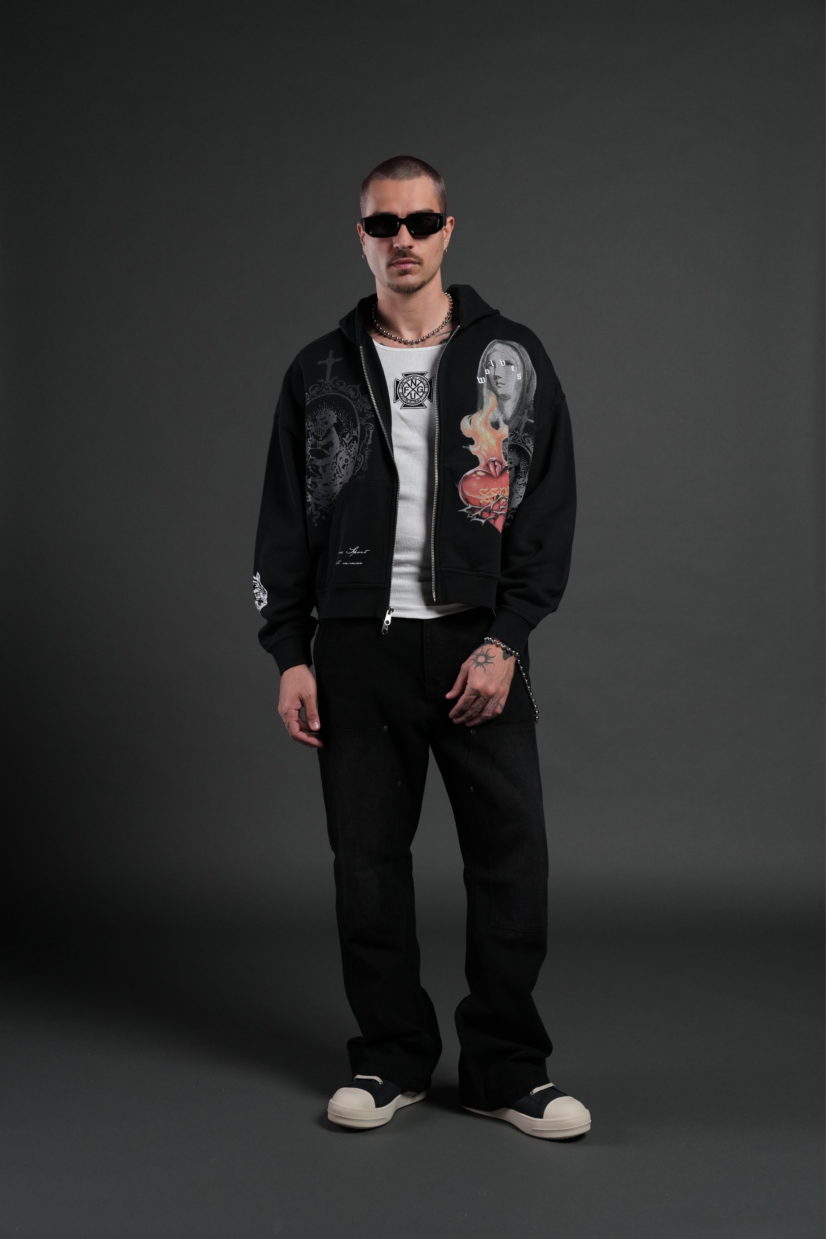 Heart of Thorns Vex Double Zip Hoodie in Black