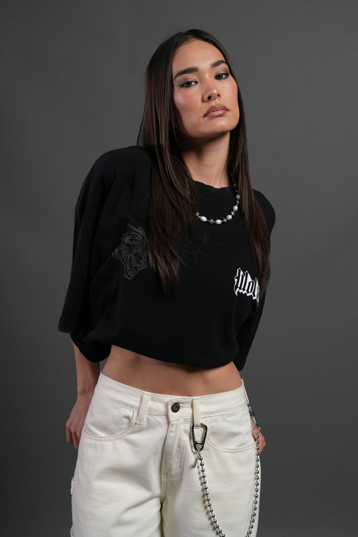 Wlvs Fire Premium Oversized Tee in Black