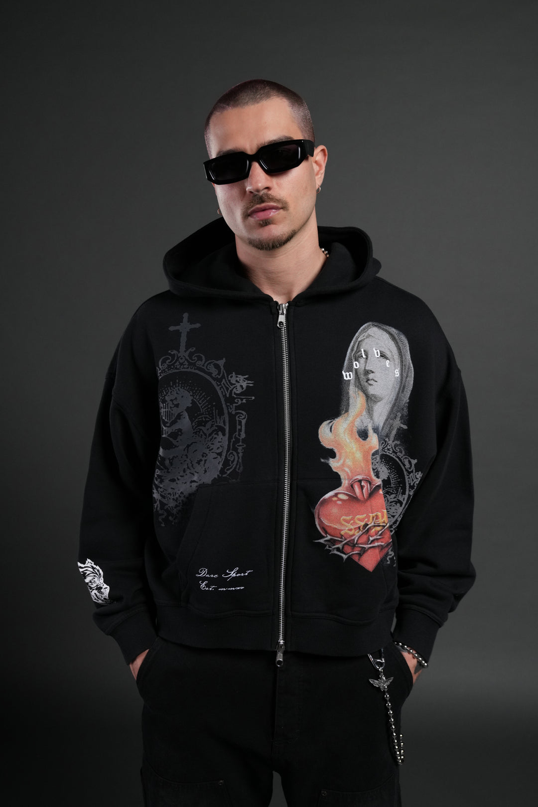 Heart of Thorns Vex Double Zip Hoodie in Black