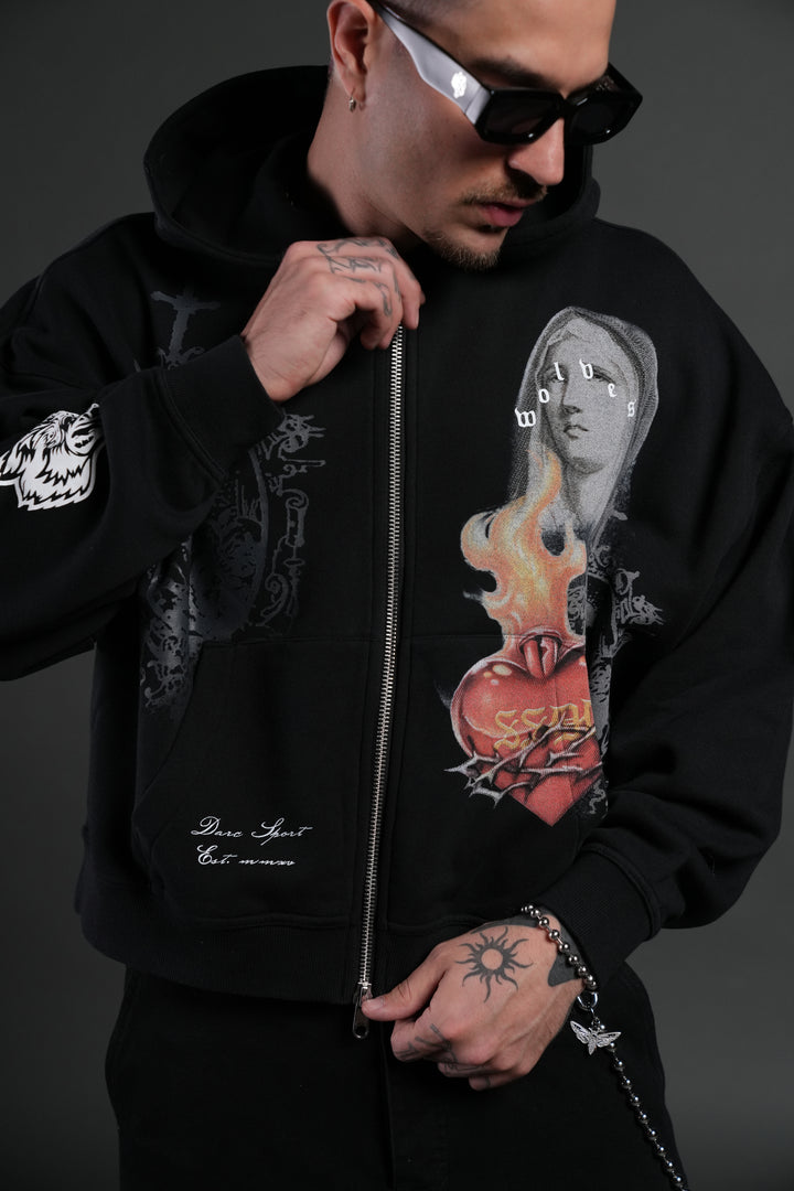 Heart of Thorns Vex Double Zip Hoodie in Black