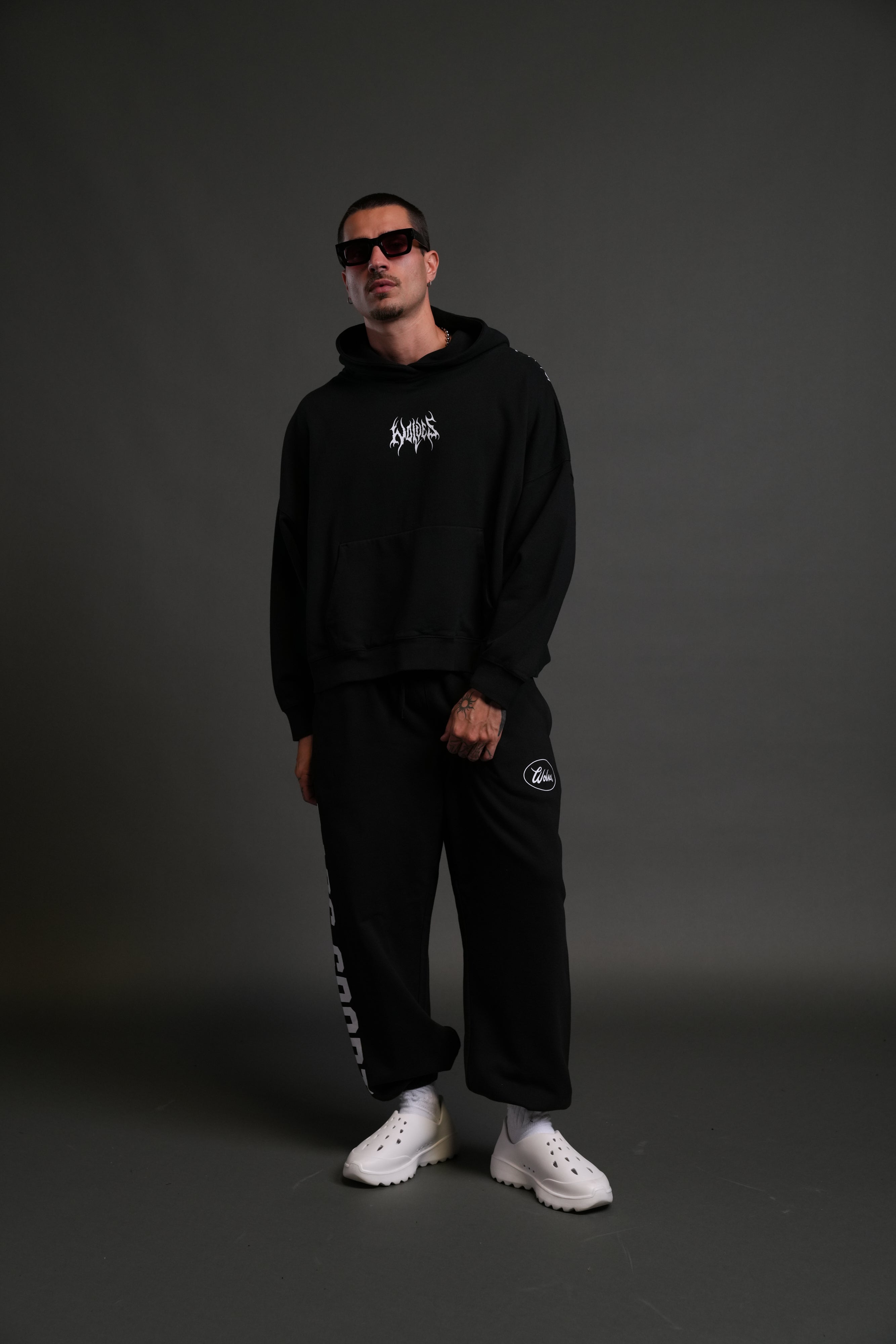 Hesh Core Grunge "Gage Box Cut" Hoodie in Black