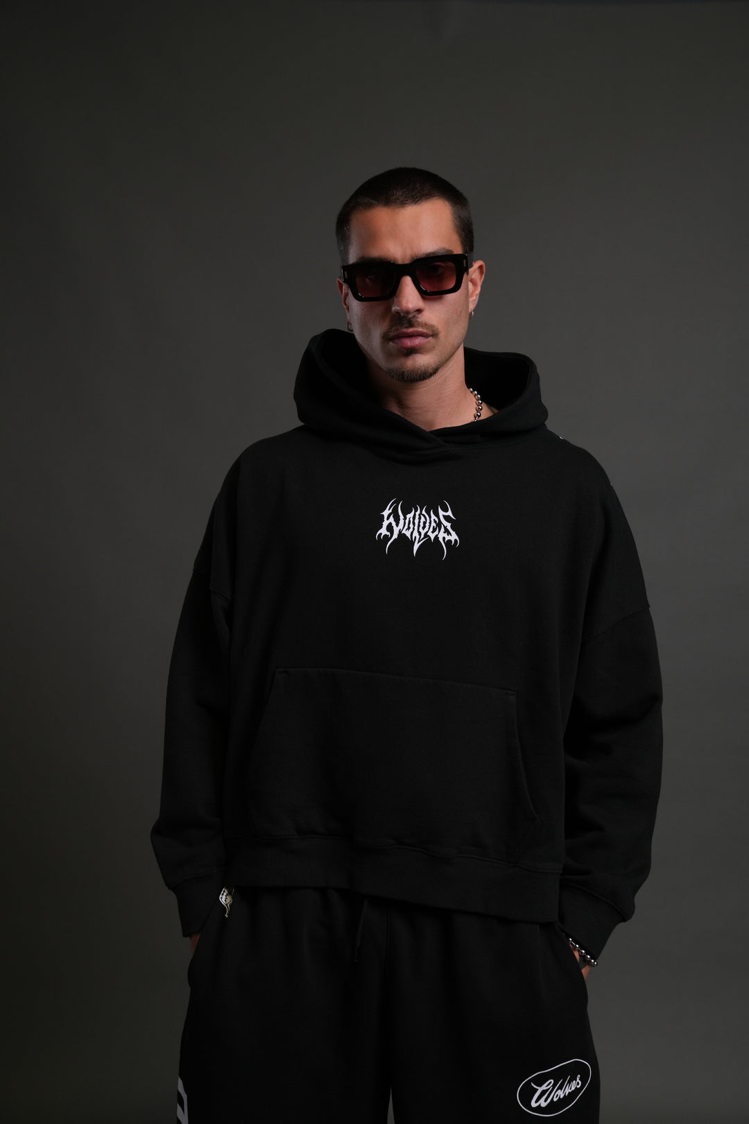 Hesh Core Grunge "Gage Box Cut" Hoodie in Black