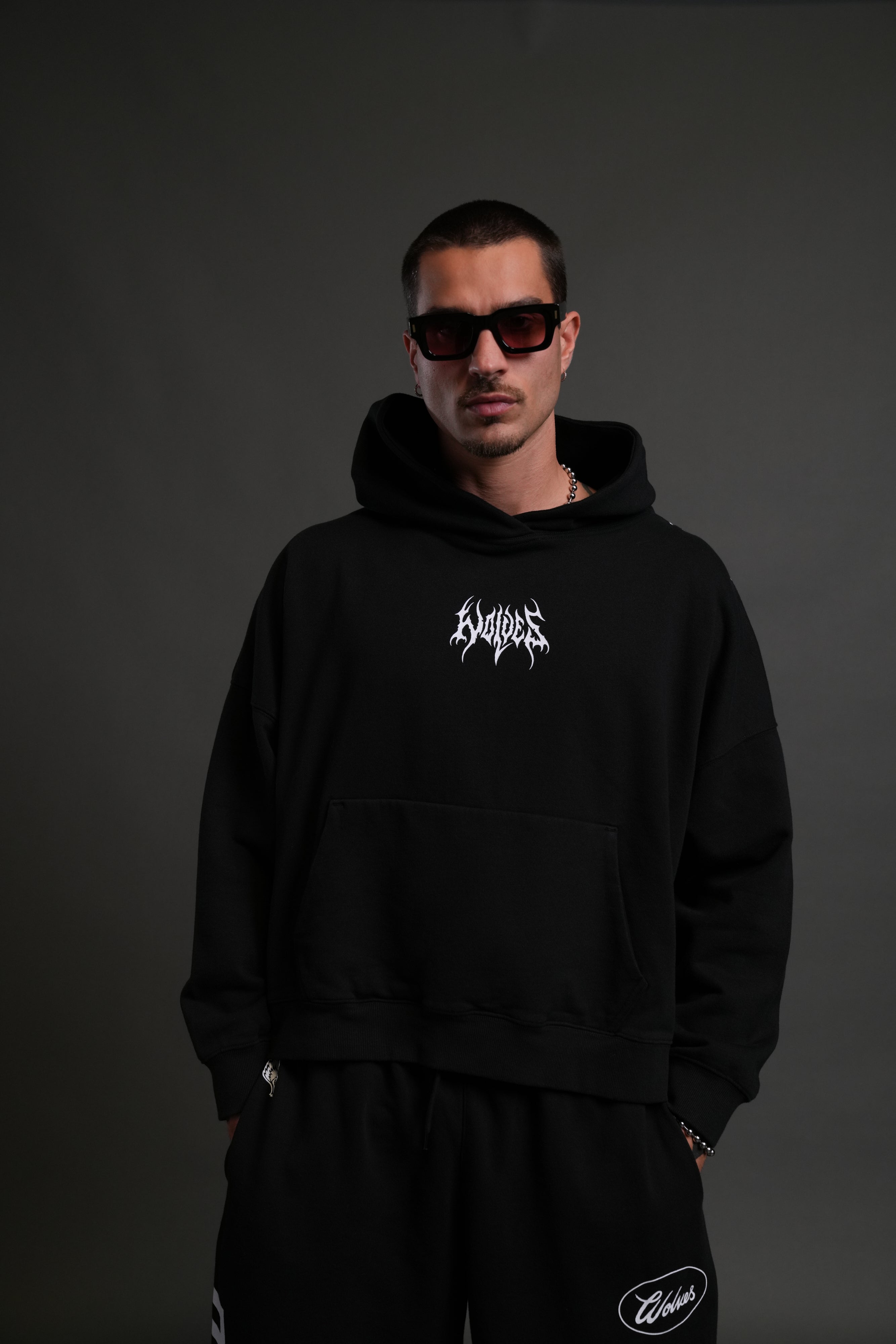 Hesh Core Grunge "Gage Box Cut" Hoodie in Black