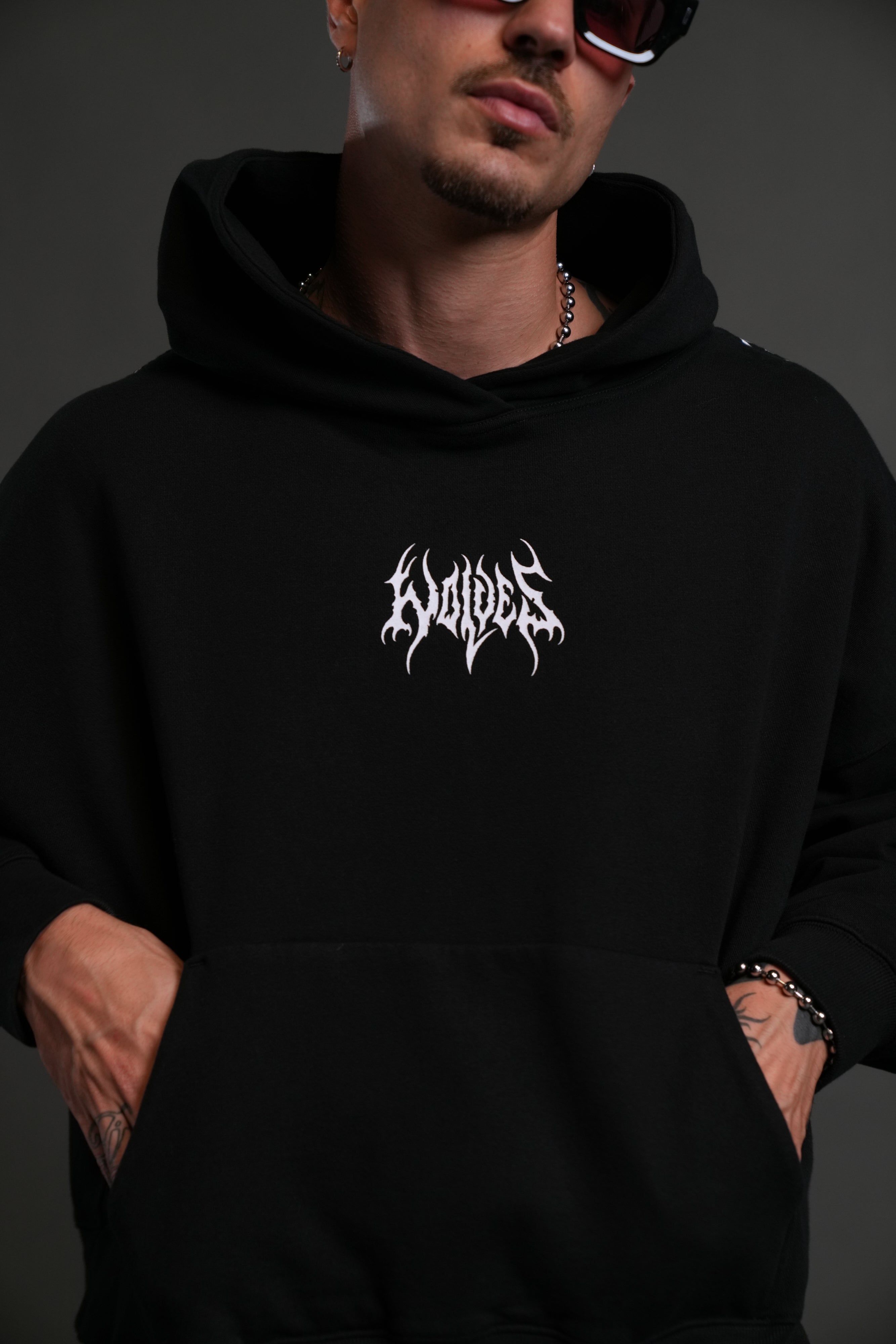 Hesh Core Grunge "Gage Box Cut" Hoodie in Black
