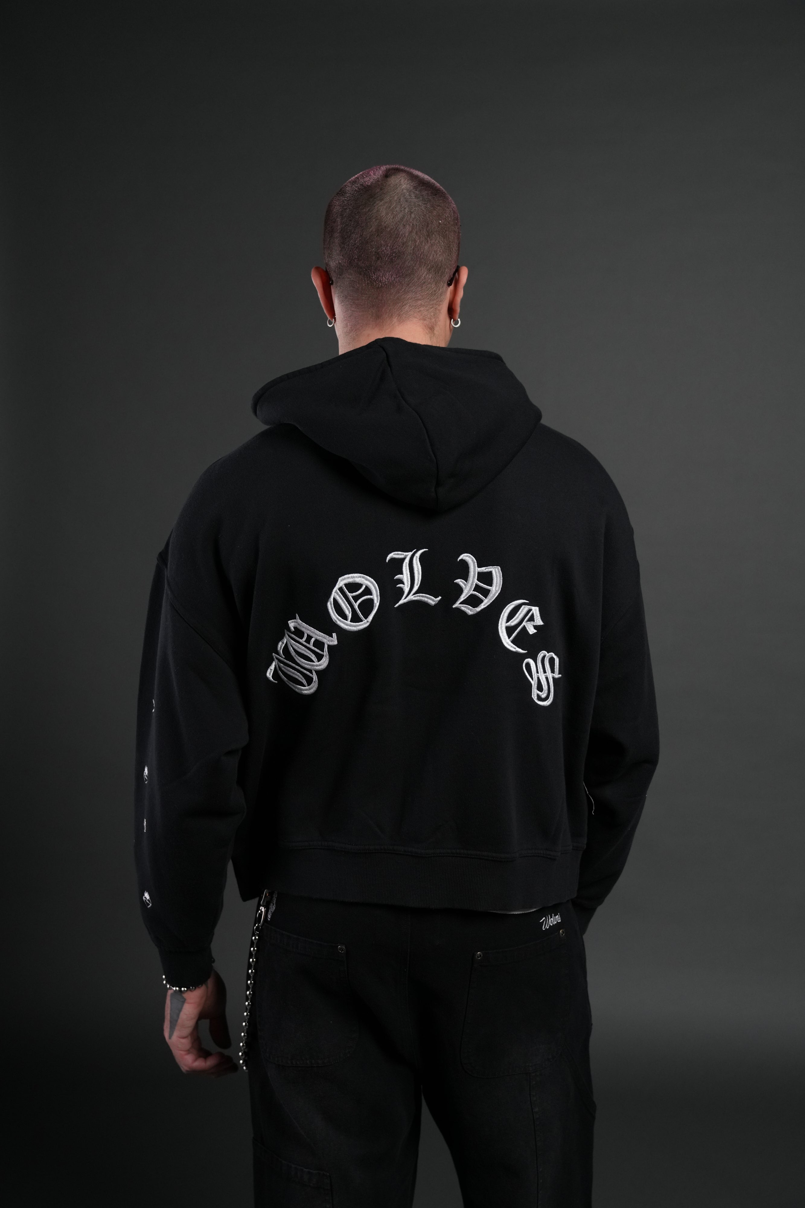 Verona Noir Vex Double Zip Hoodie in Black