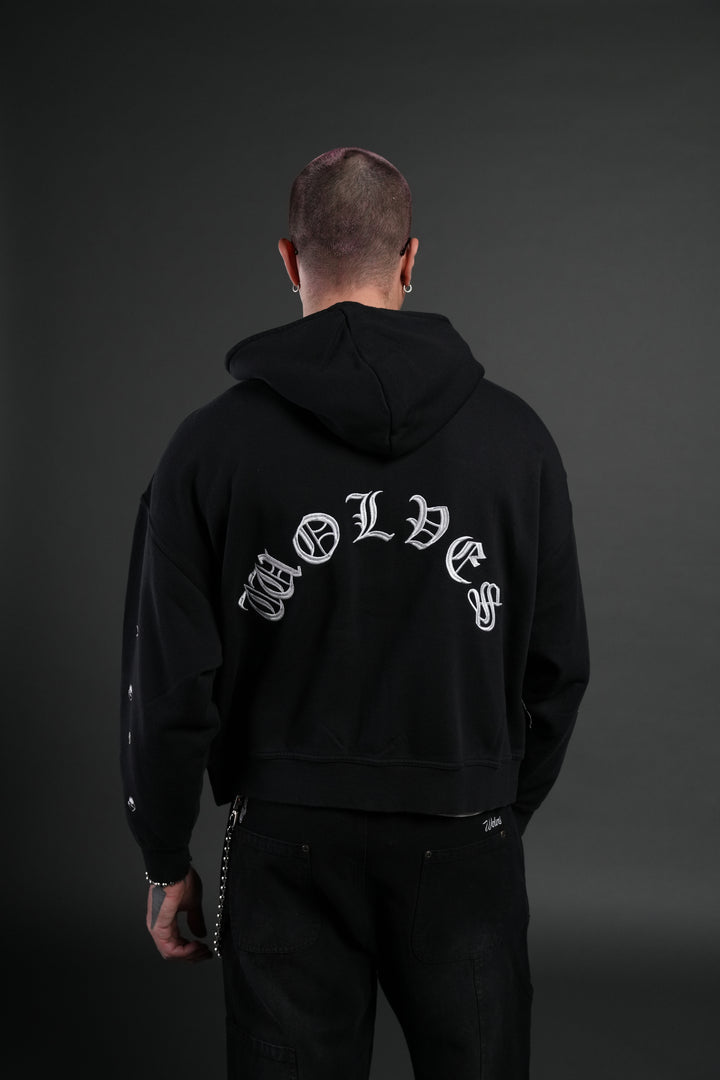 Verona Noir Vex Double Zip Hoodie in Black