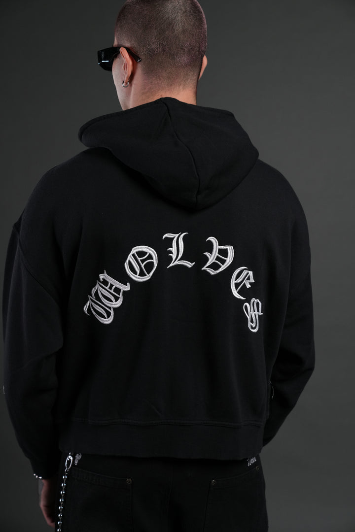 Verona Noir Vex Double Zip Hoodie in Black