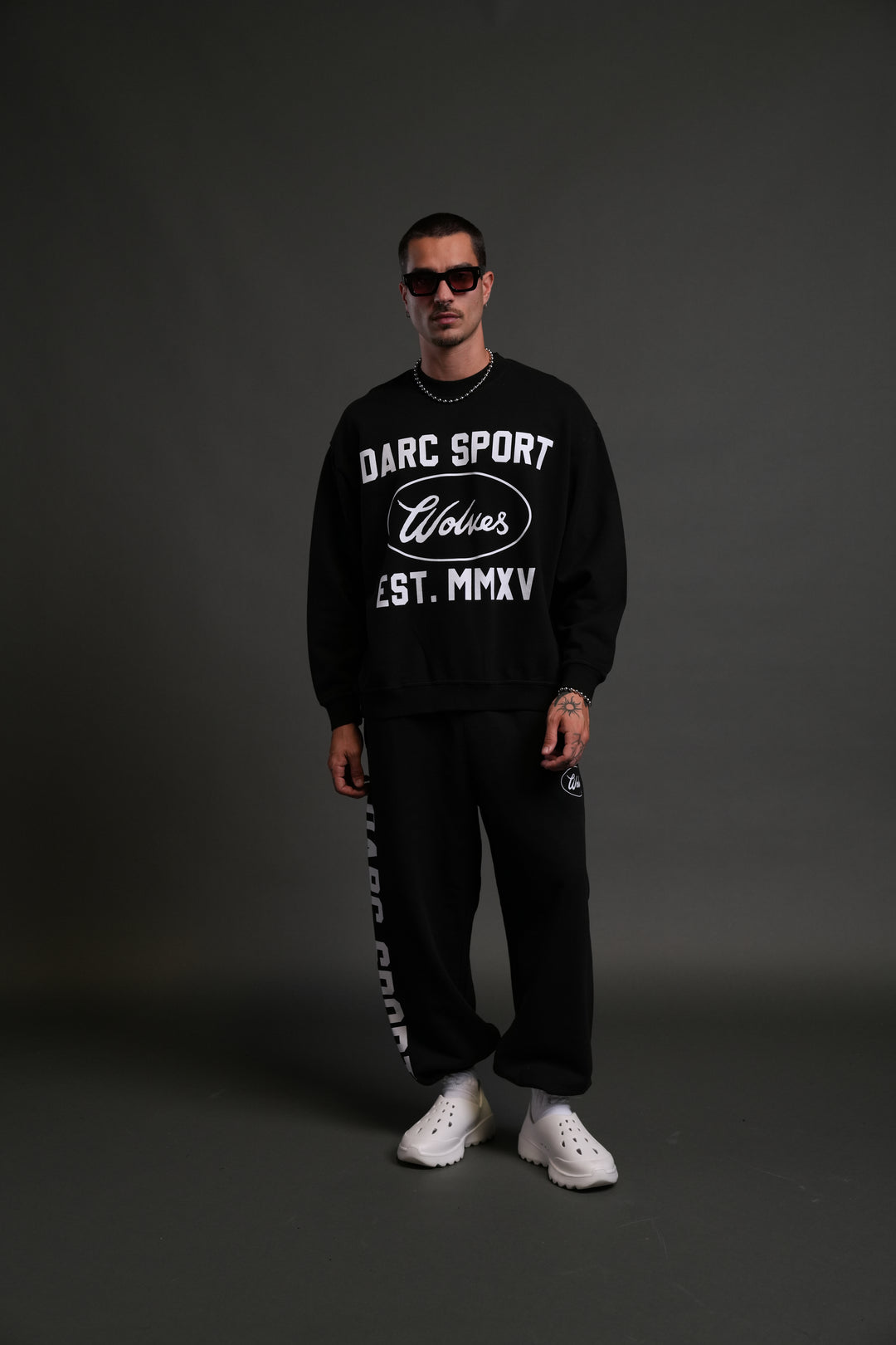 Darc Sport MMXV Grunge Oversized London Unisex Crewneck in Black