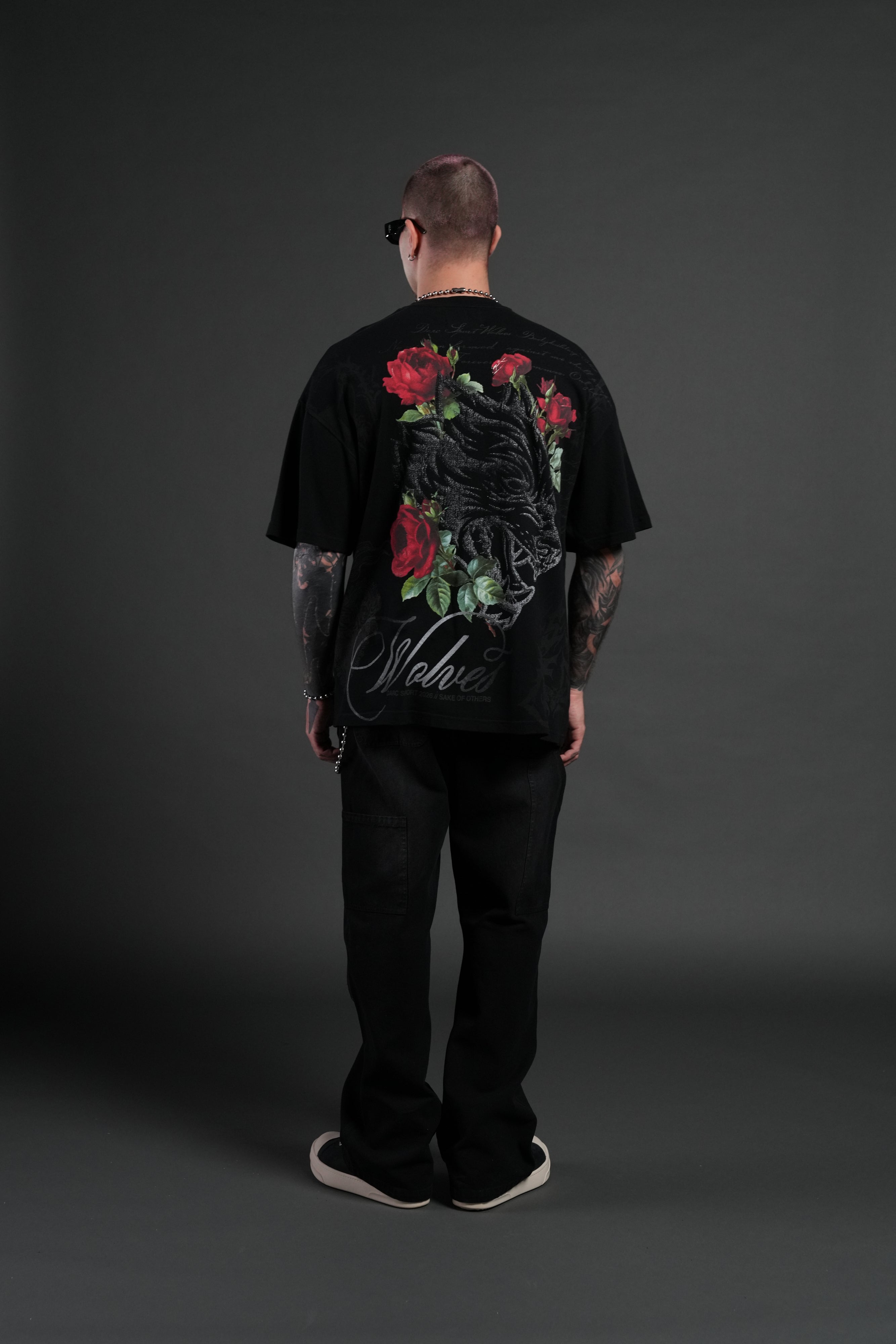 Nocturne Bloom Premium Oversized Tee in Black