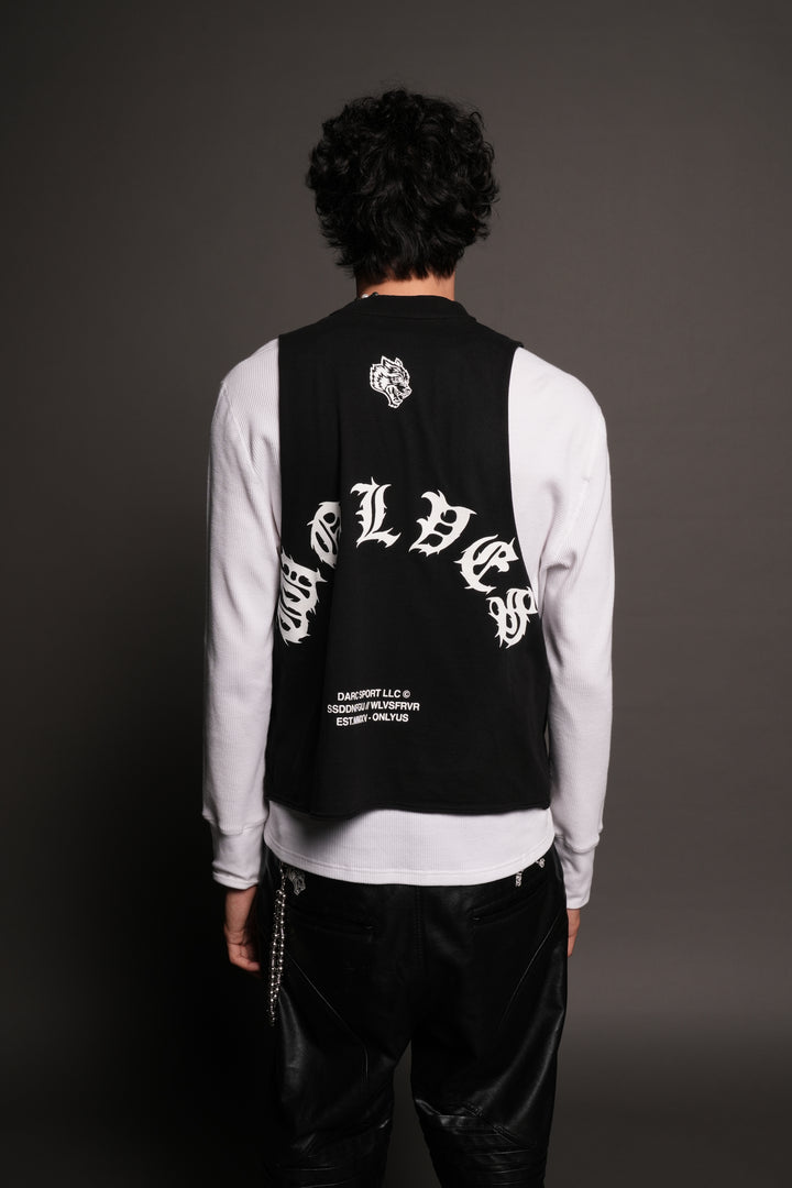 Jason Forever Grunge Raw Hem Box Cut Tommy Muscle Tee In Black