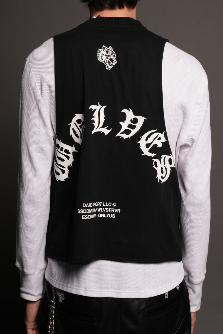 Jason Forever Grunge Raw Hem Box Cut Tommy Muscle Tee In Black
