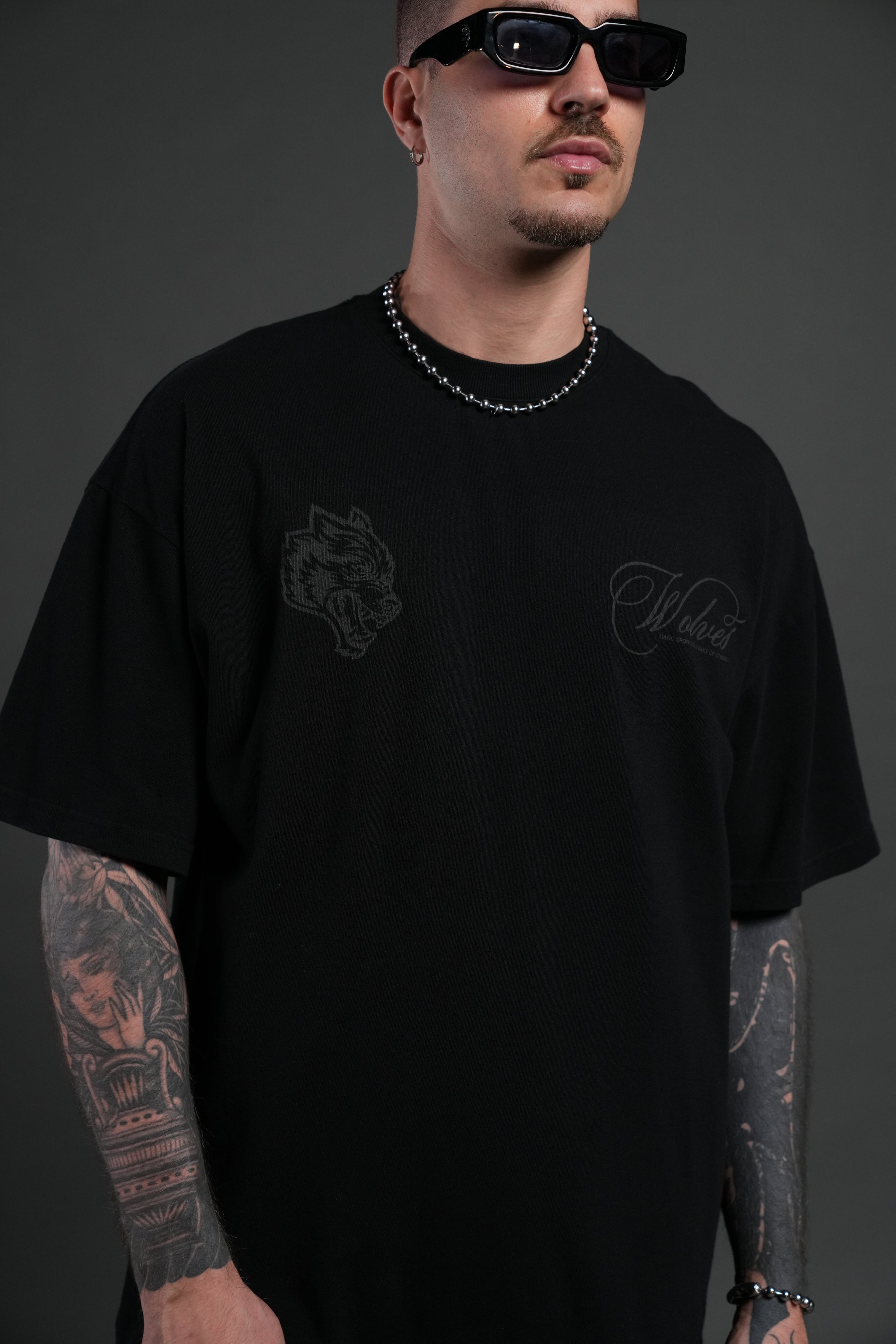 Nocturne Bloom Premium Oversized Tee in Black