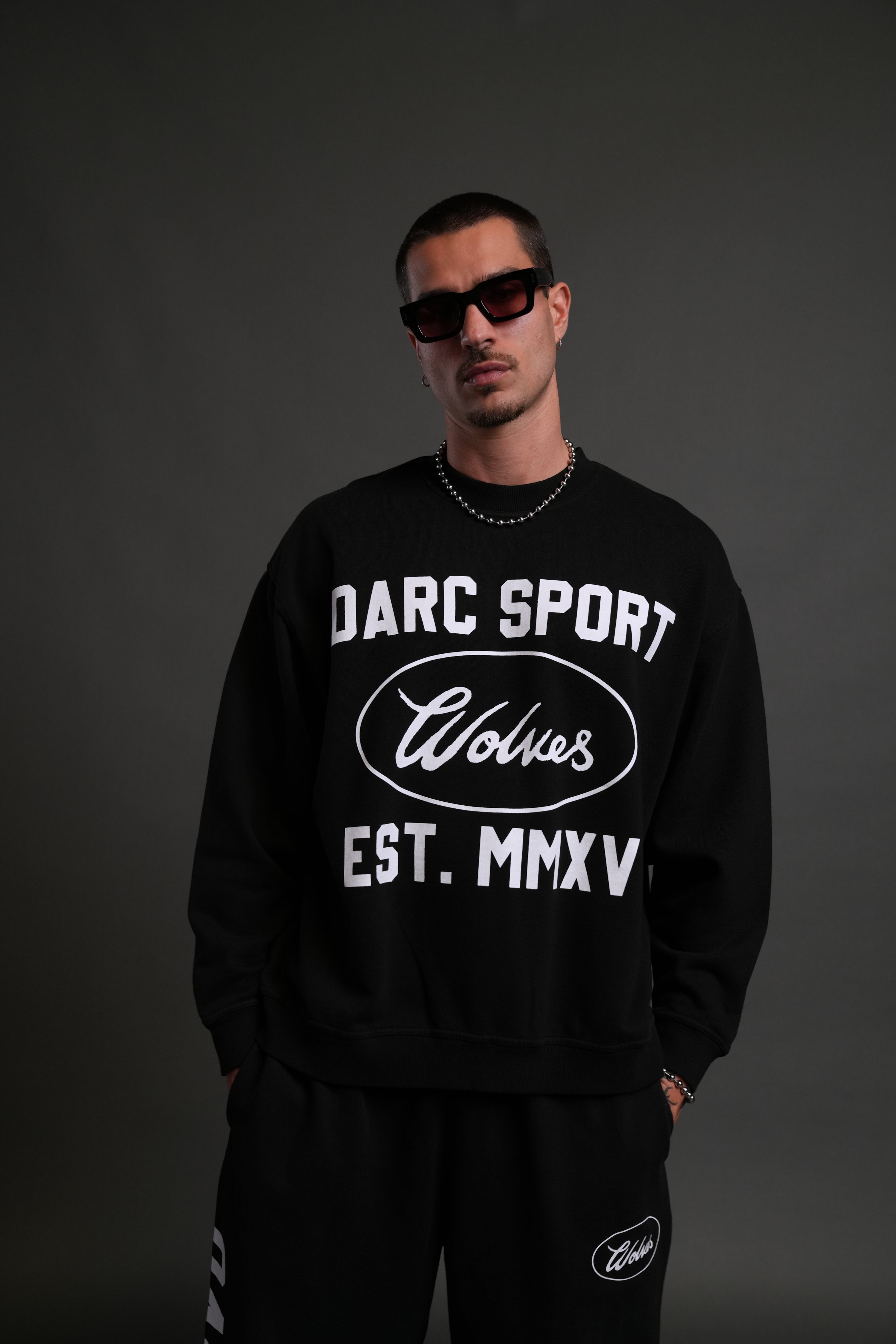 Darc Sport MMXV Grunge Oversized London Unisex Crewneck in Black