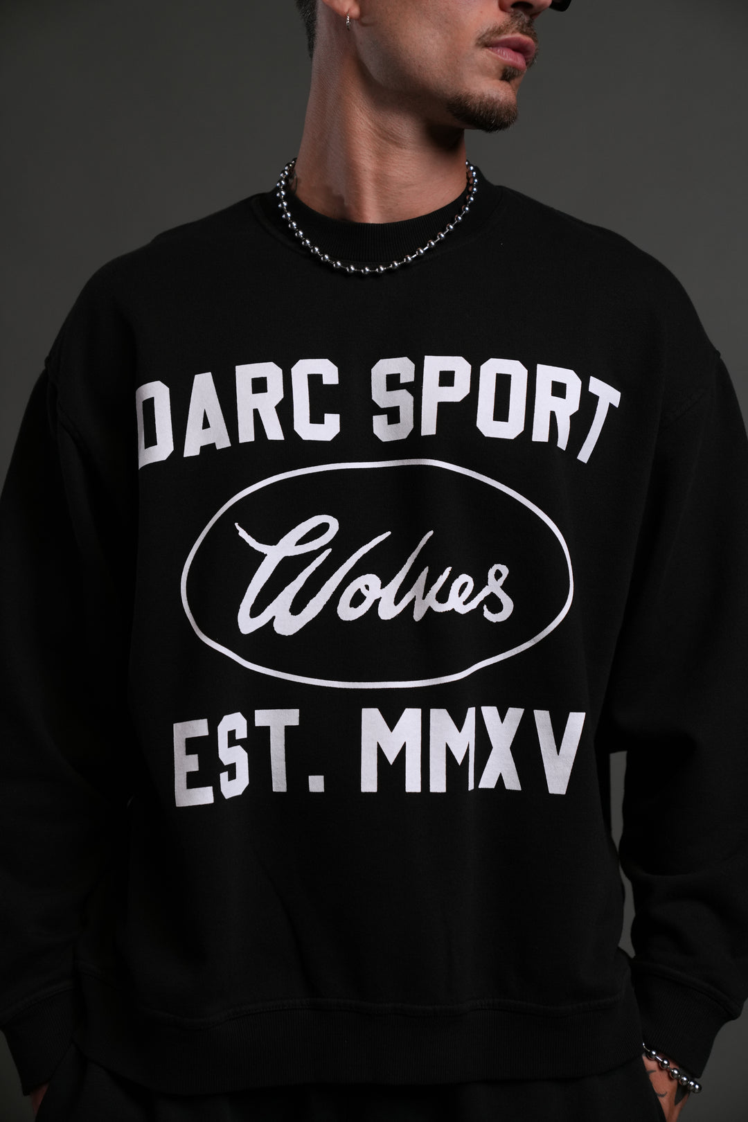 Darc Sport MMXV Grunge Oversized London Unisex Crewneck in Black