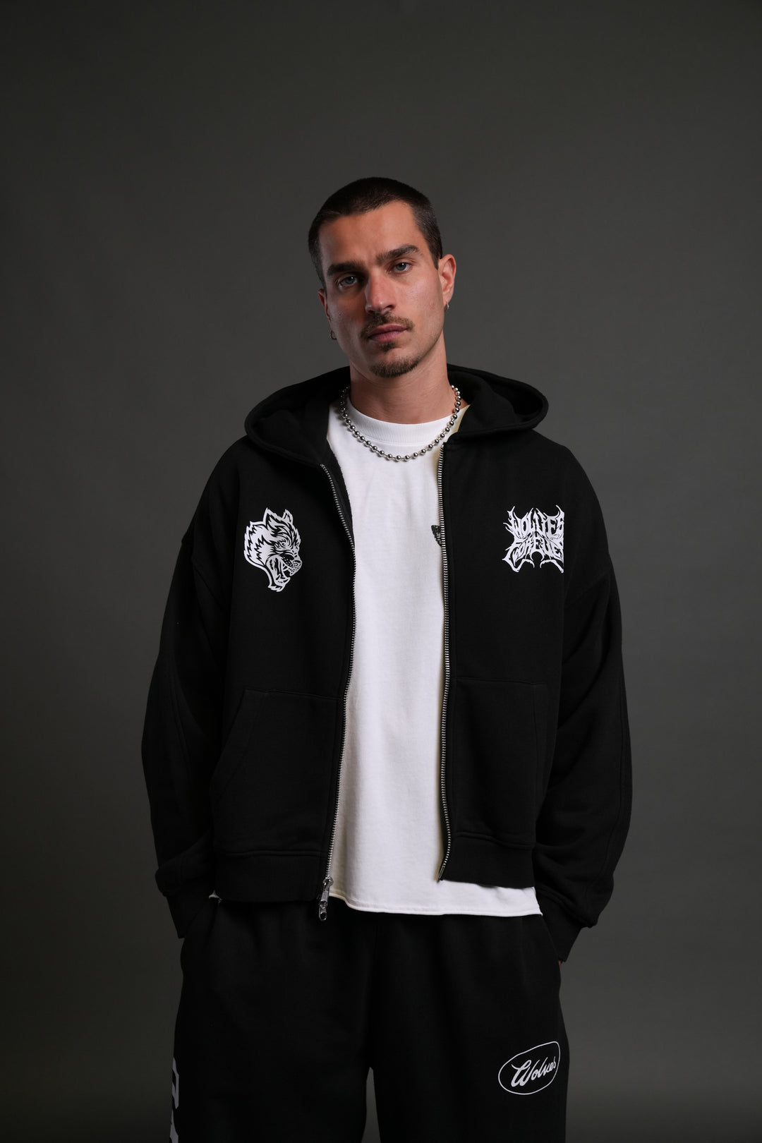 Metal Camo Darco Double Zip Hoodie in Black