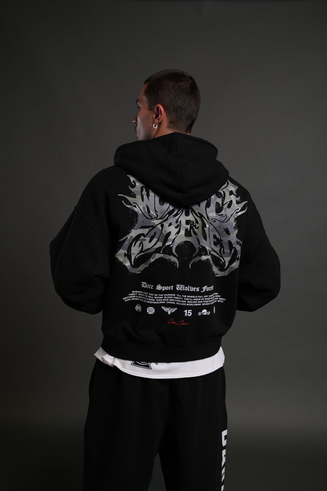 Metal Camo Darco Double Zip Hoodie in Black
