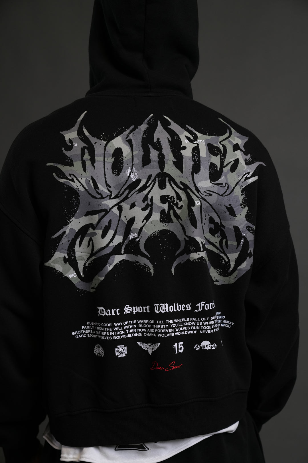 Metal Camo Darco Double Zip Hoodie in Black